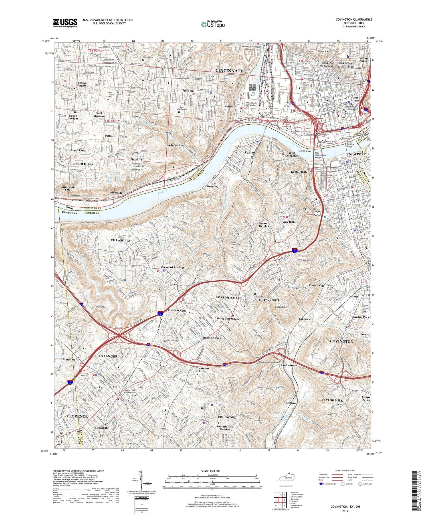 Covington Kentucky US Topo Map Image