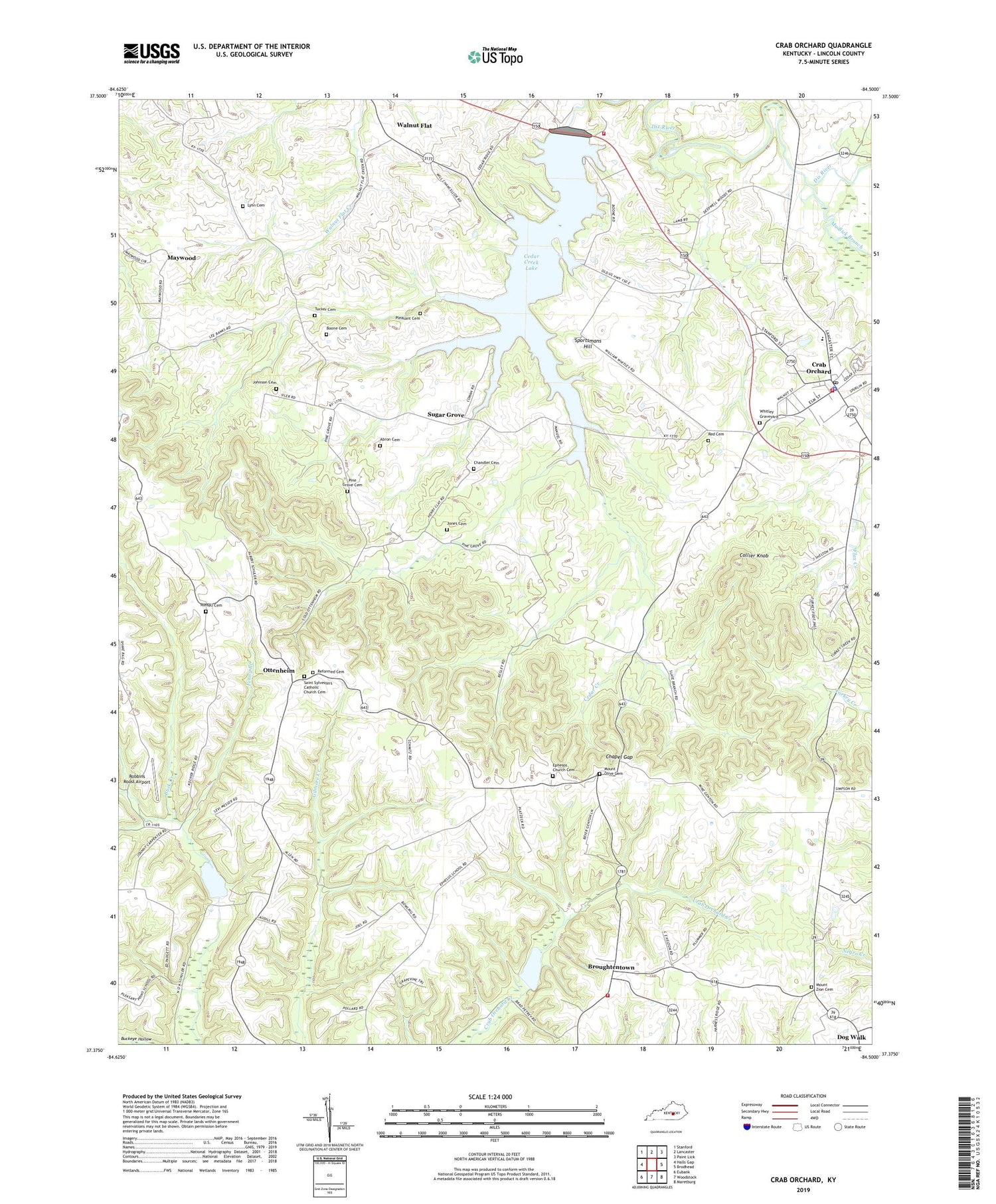 Crab Orchard Kentucky US Topo Map Image
