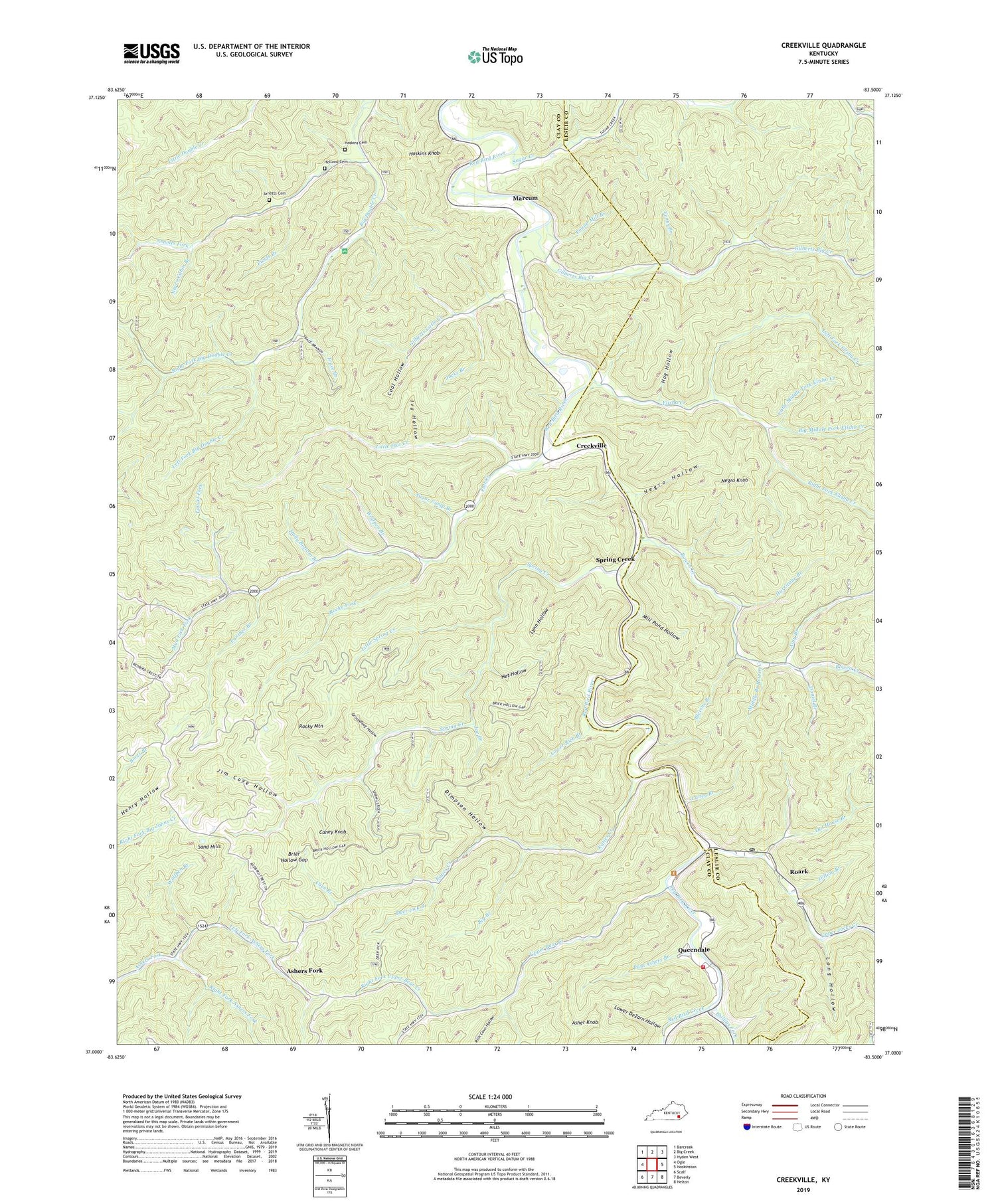 Creekville Kentucky US Topo Map Image
