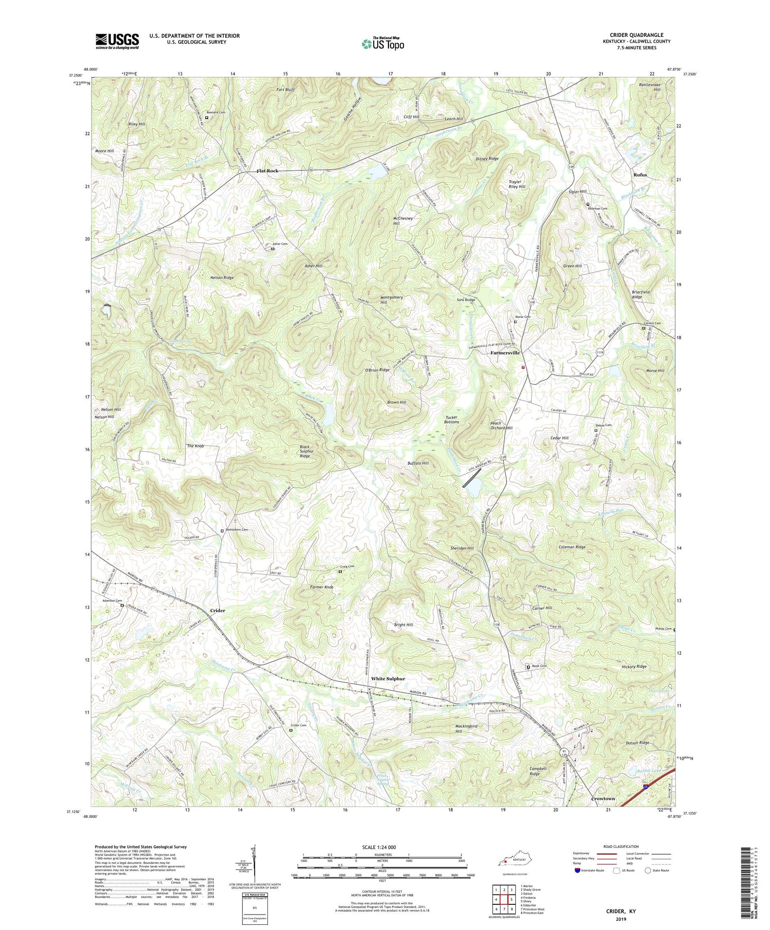 Crider Kentucky US Topo Map Image