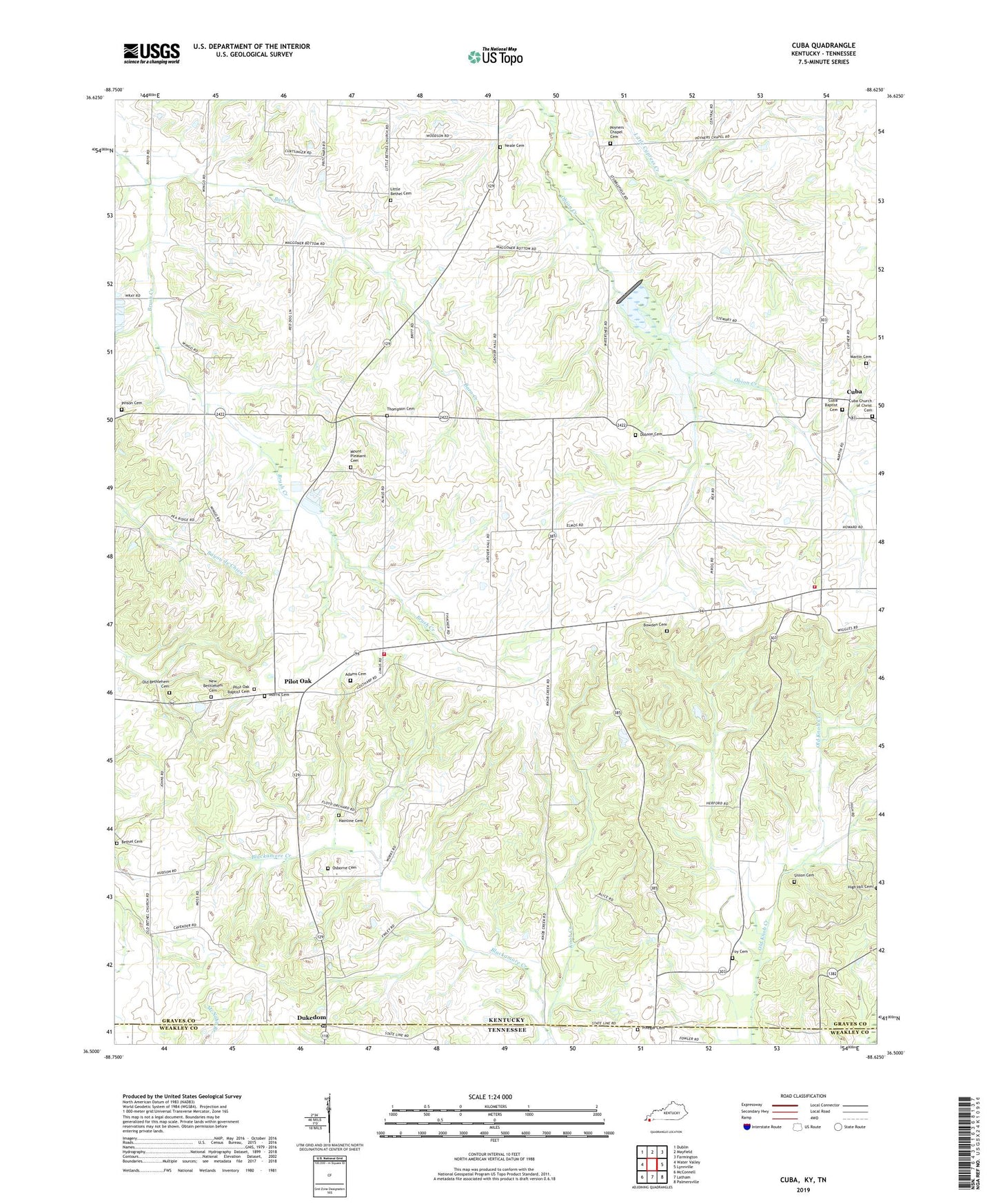 Cuba Kentucky US Topo Map Image