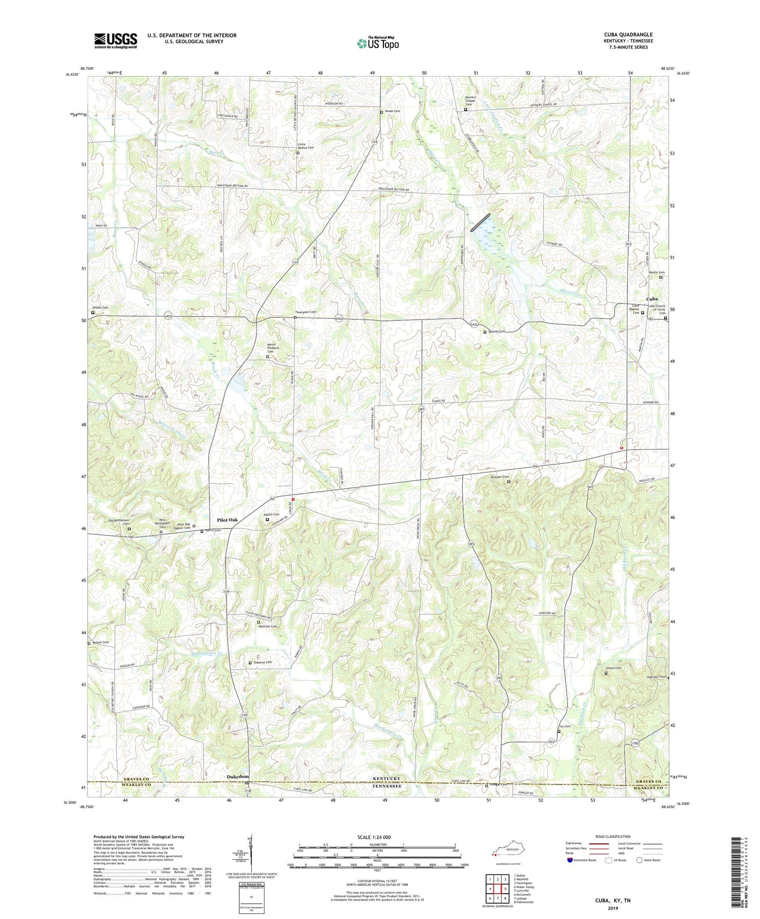 Cuba Kentucky US Topo Map Image