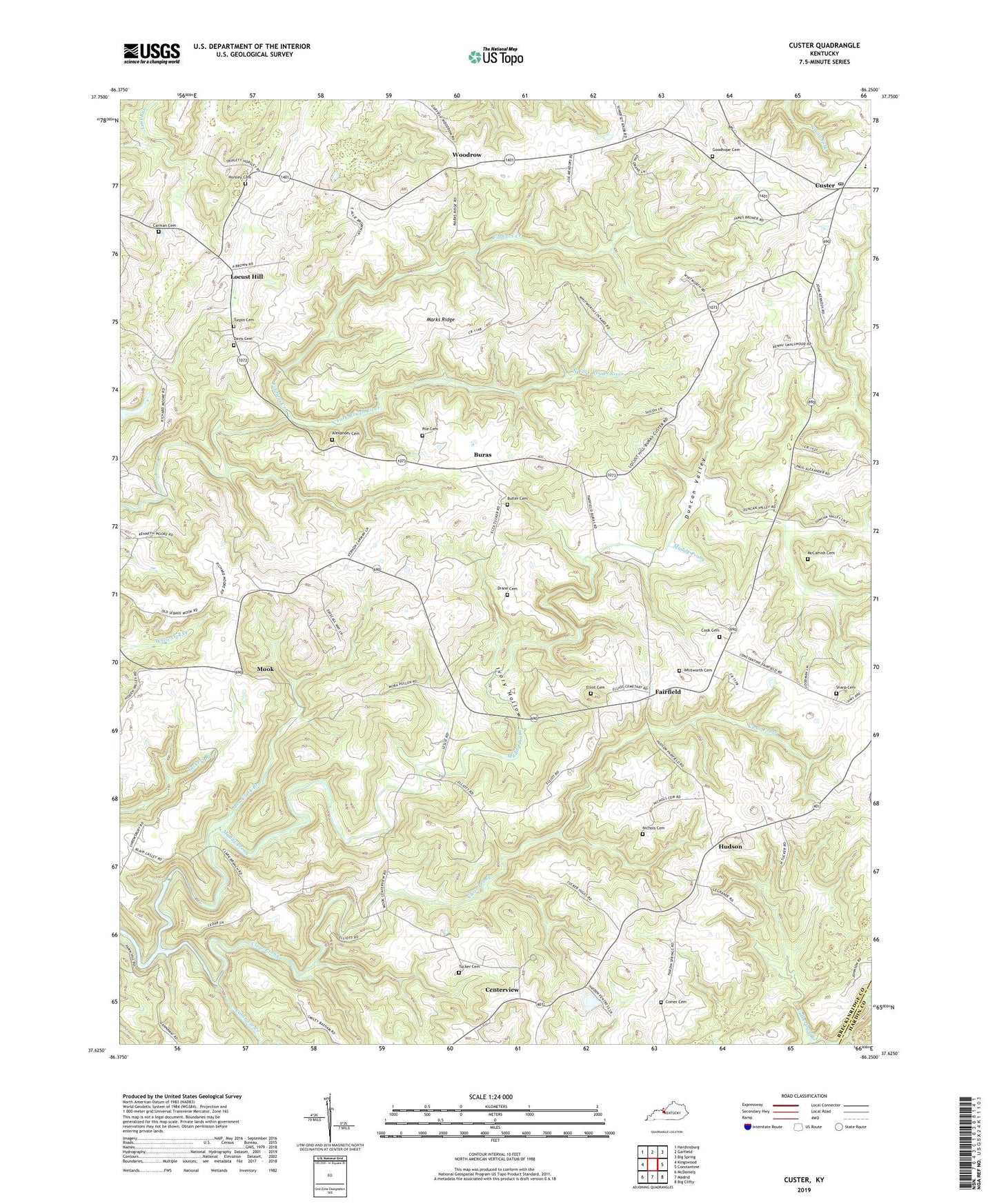 Custer Kentucky US Topo Map Image