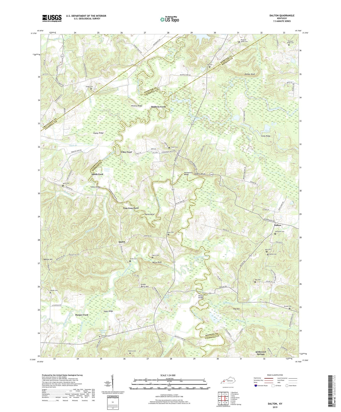 Dalton Kentucky US Topo Map Image