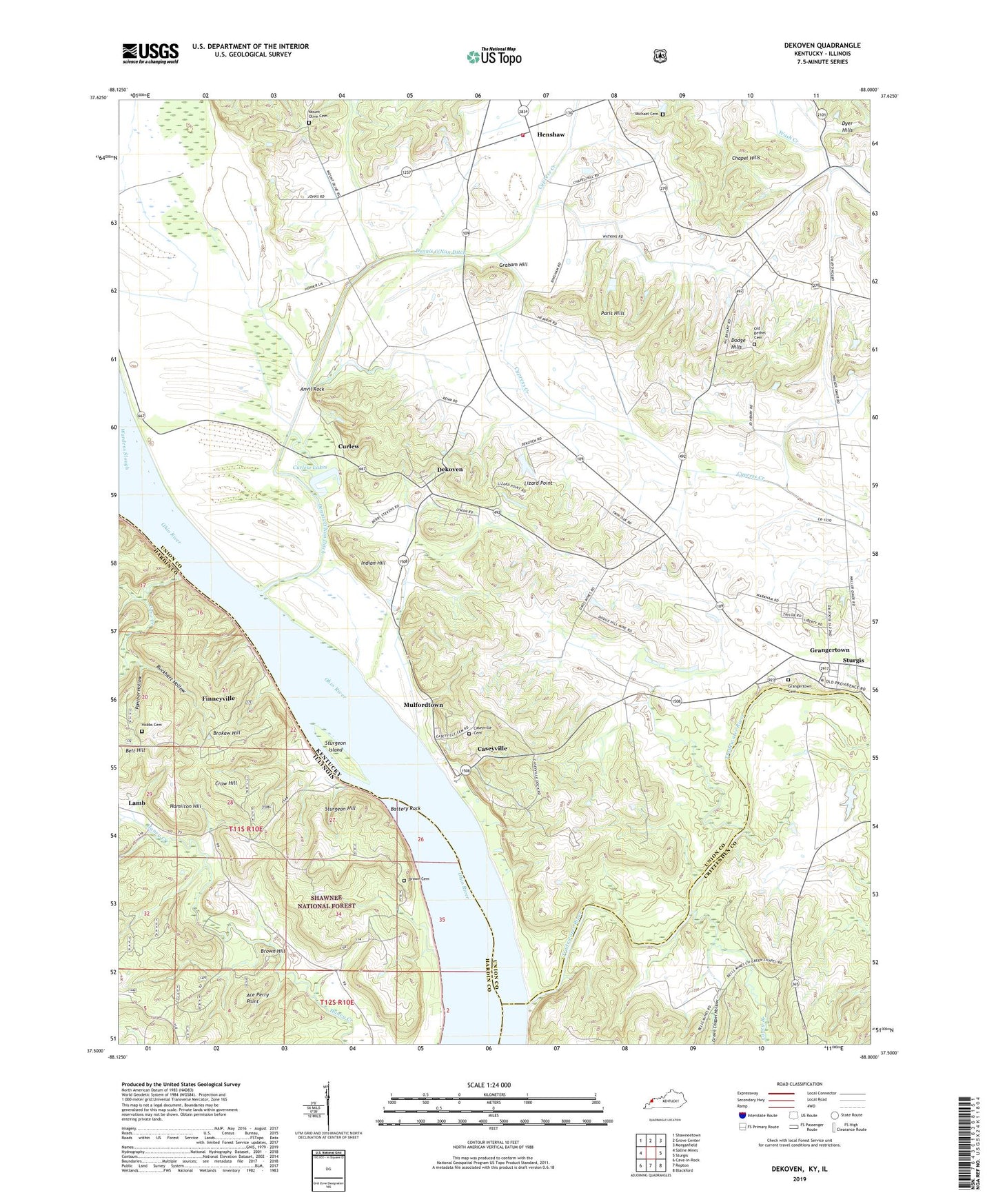 Dekoven Kentucky US Topo Map Image