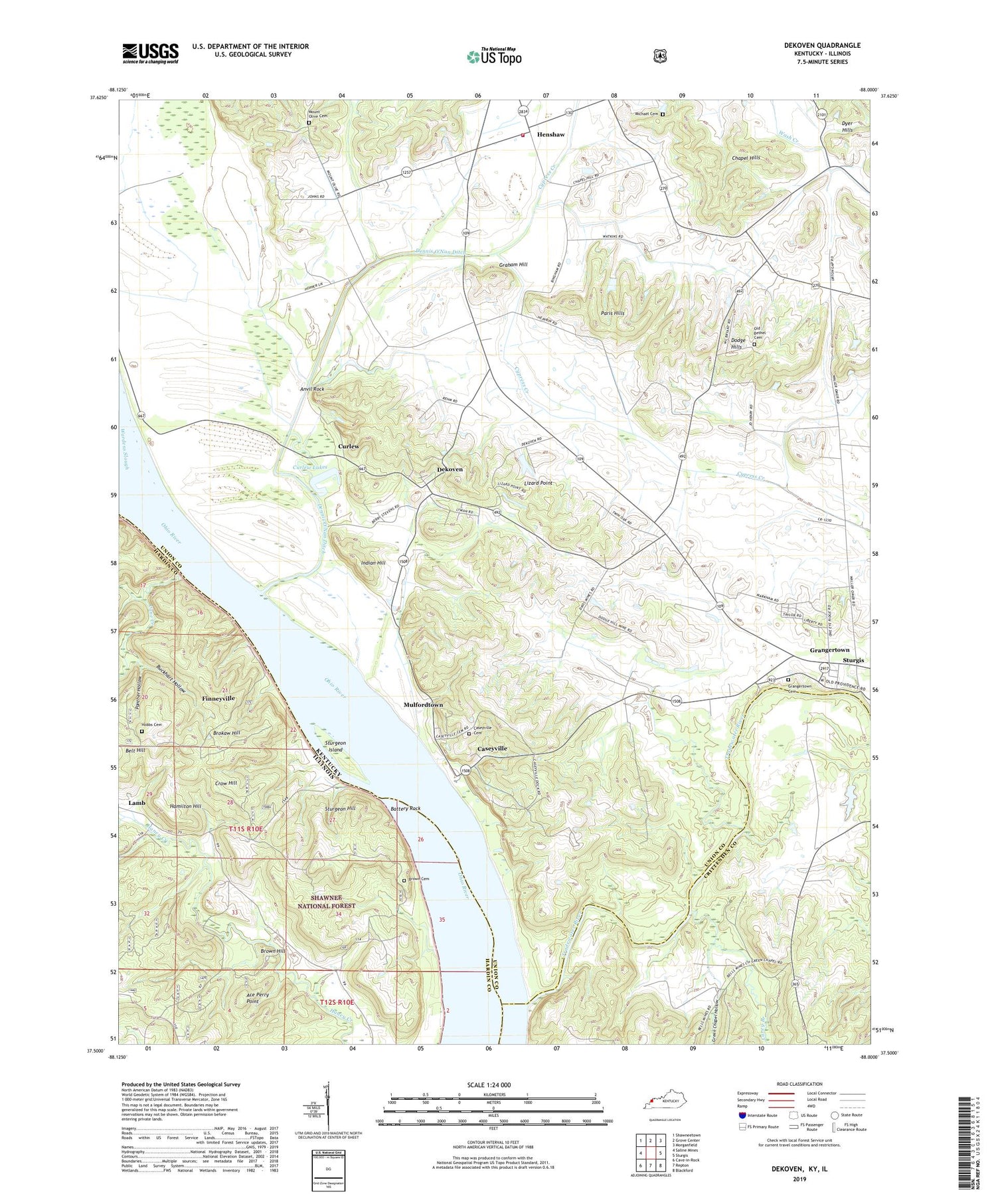 Dekoven Kentucky US Topo Map Image