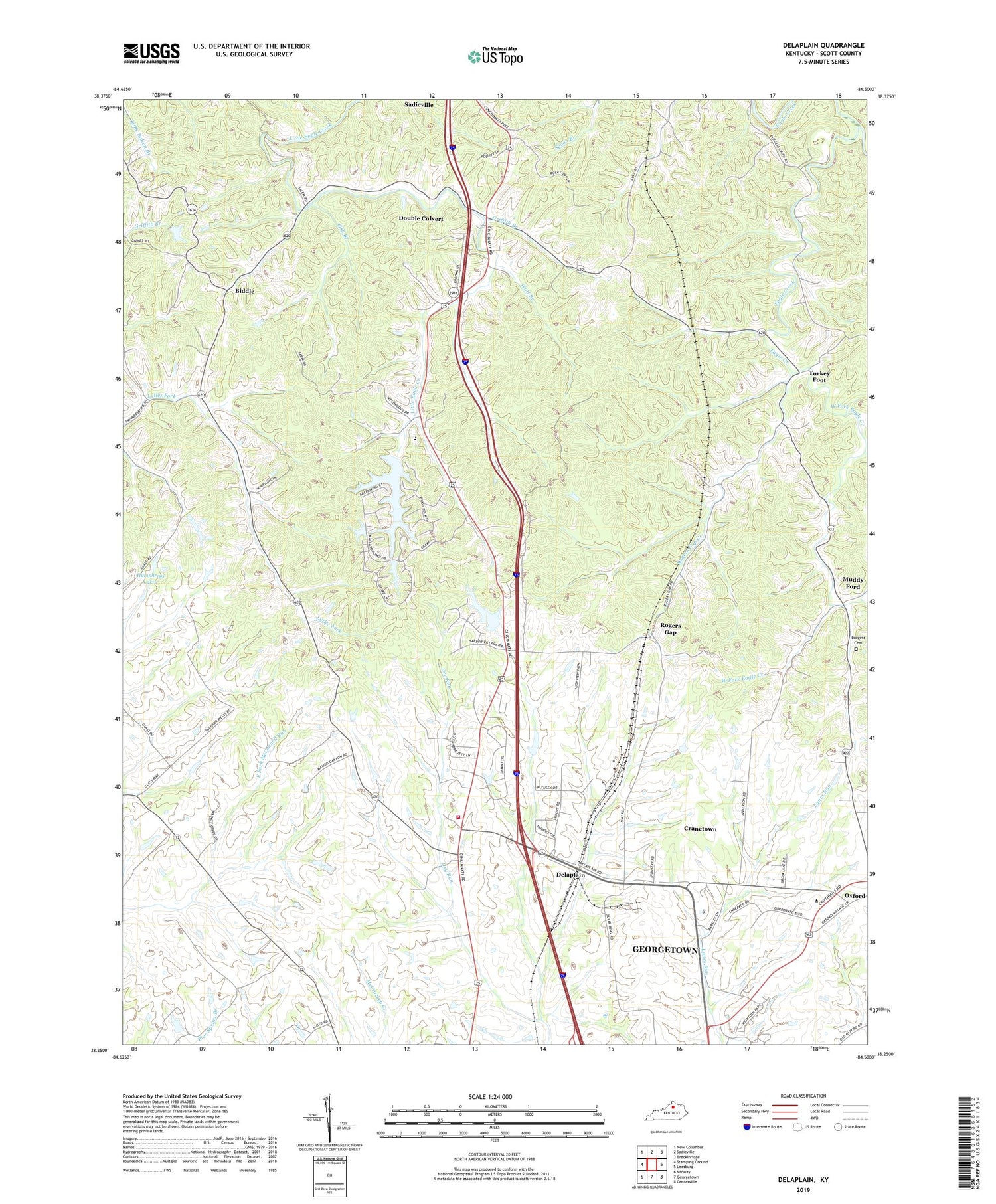 Delaplain Kentucky US Topo Map Image