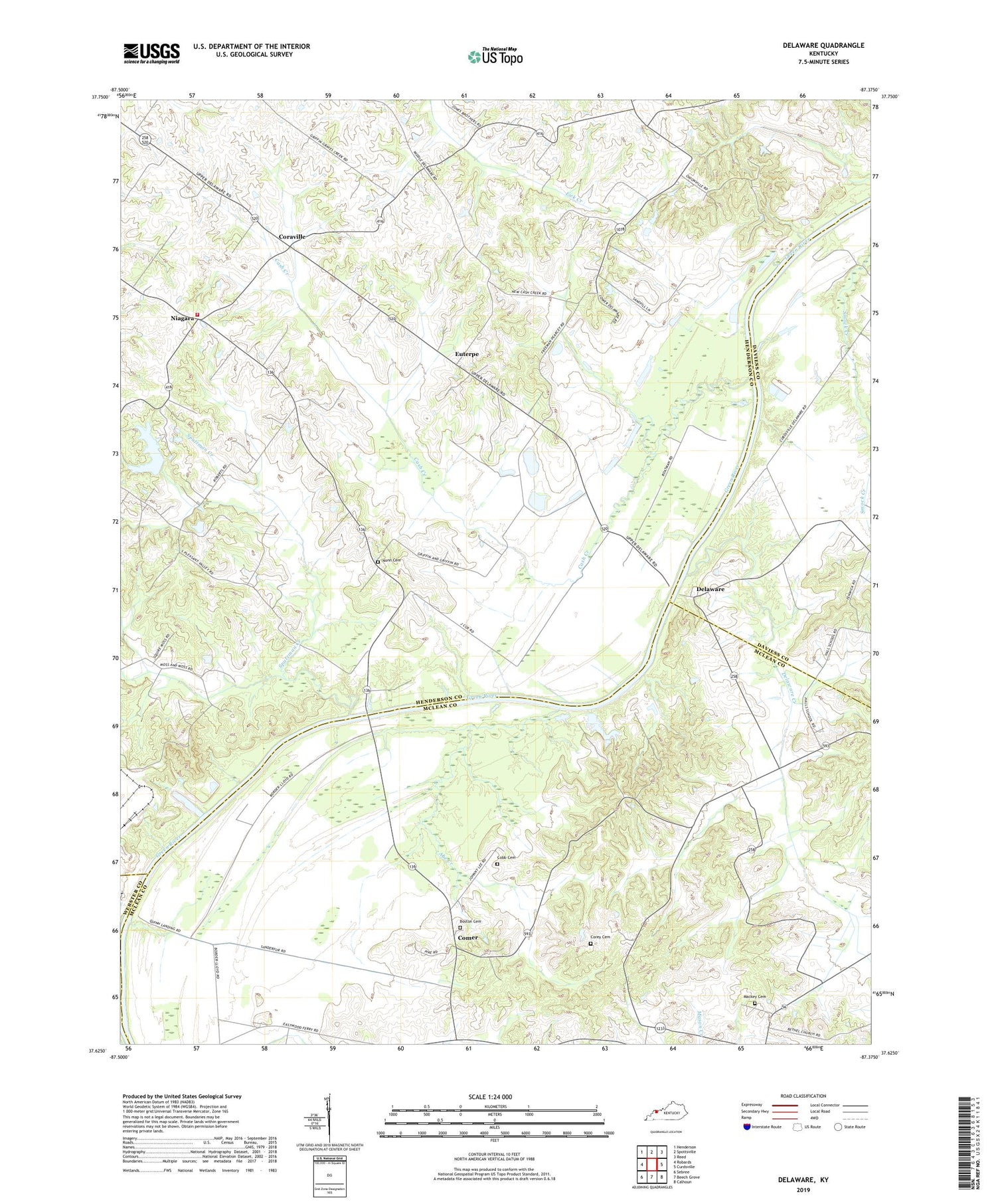 Delaware Kentucky US Topo Map Image