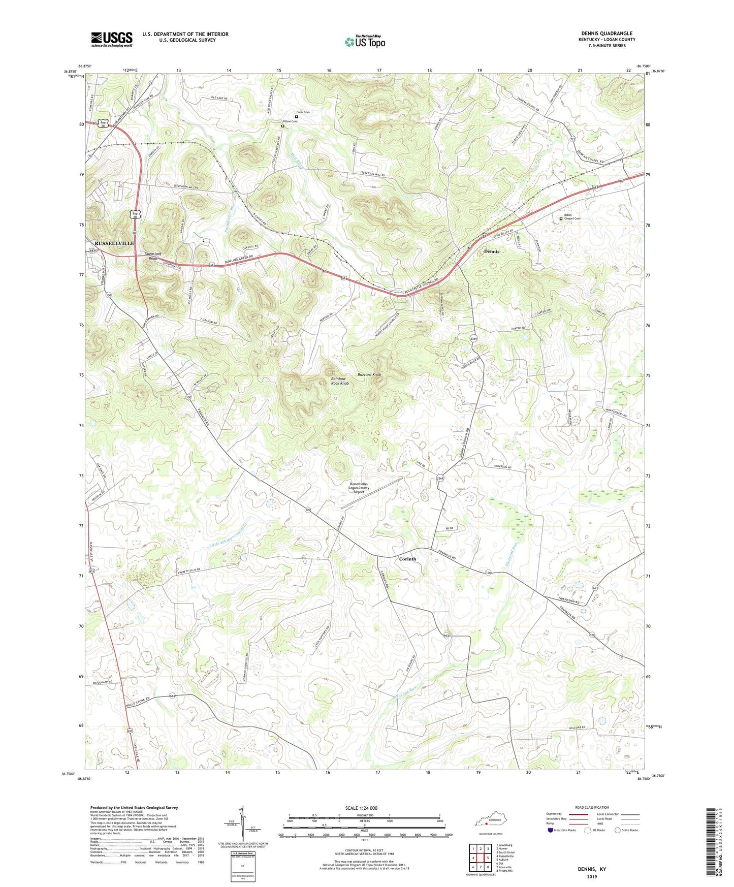 Dennis Kentucky US Topo Map Image