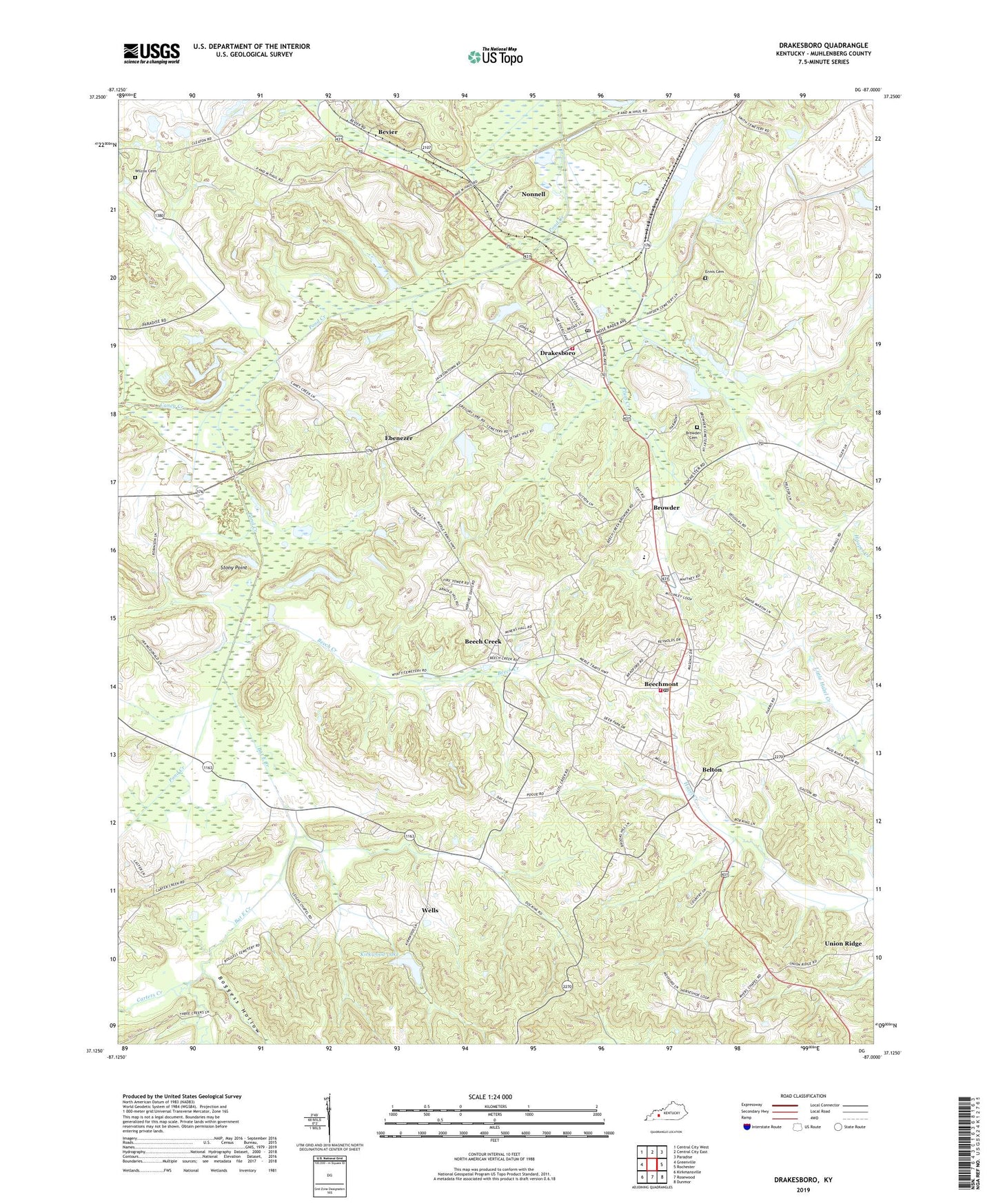 Drakesboro Kentucky US Topo Map Image