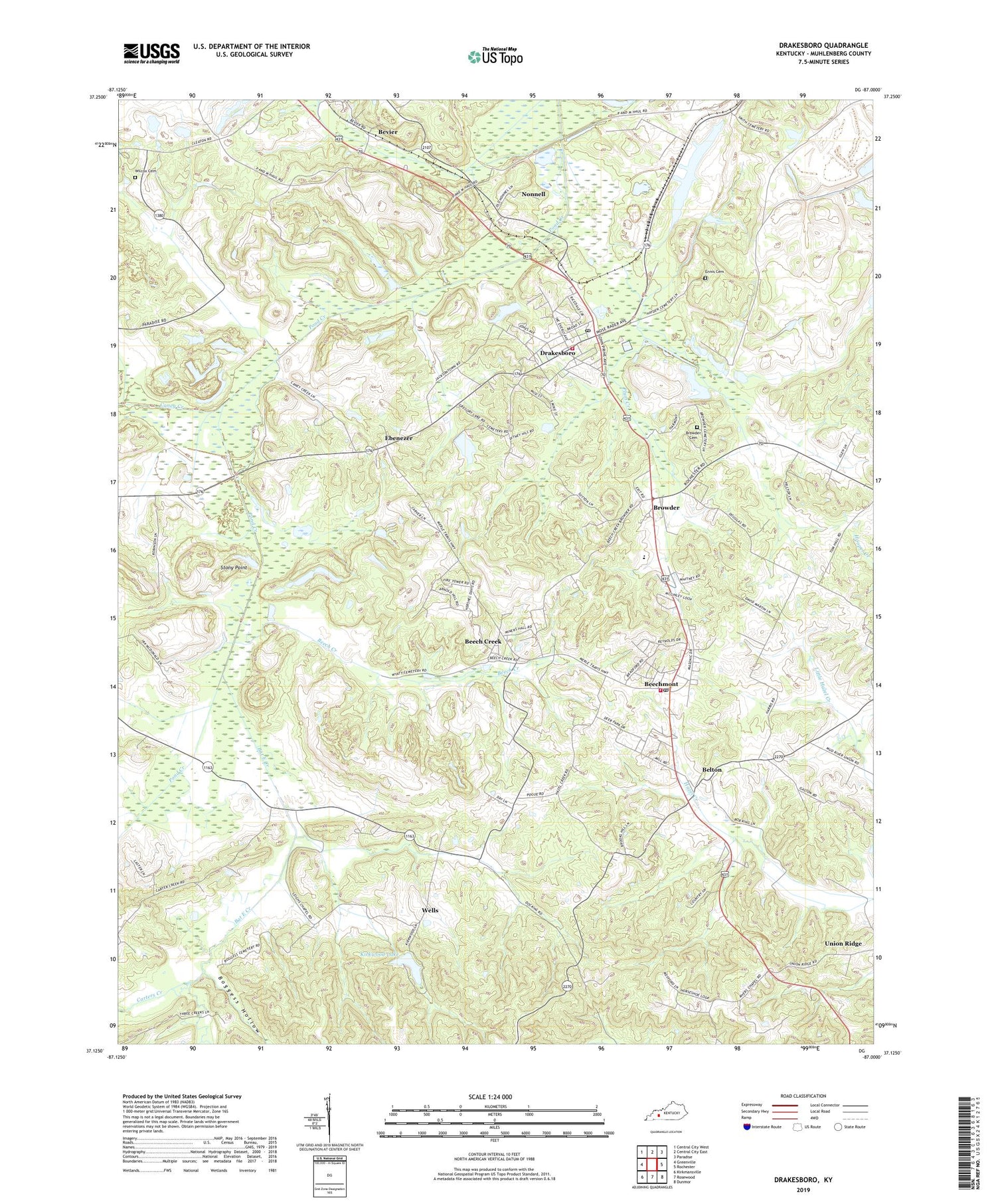 Drakesboro Kentucky US Topo Map Image