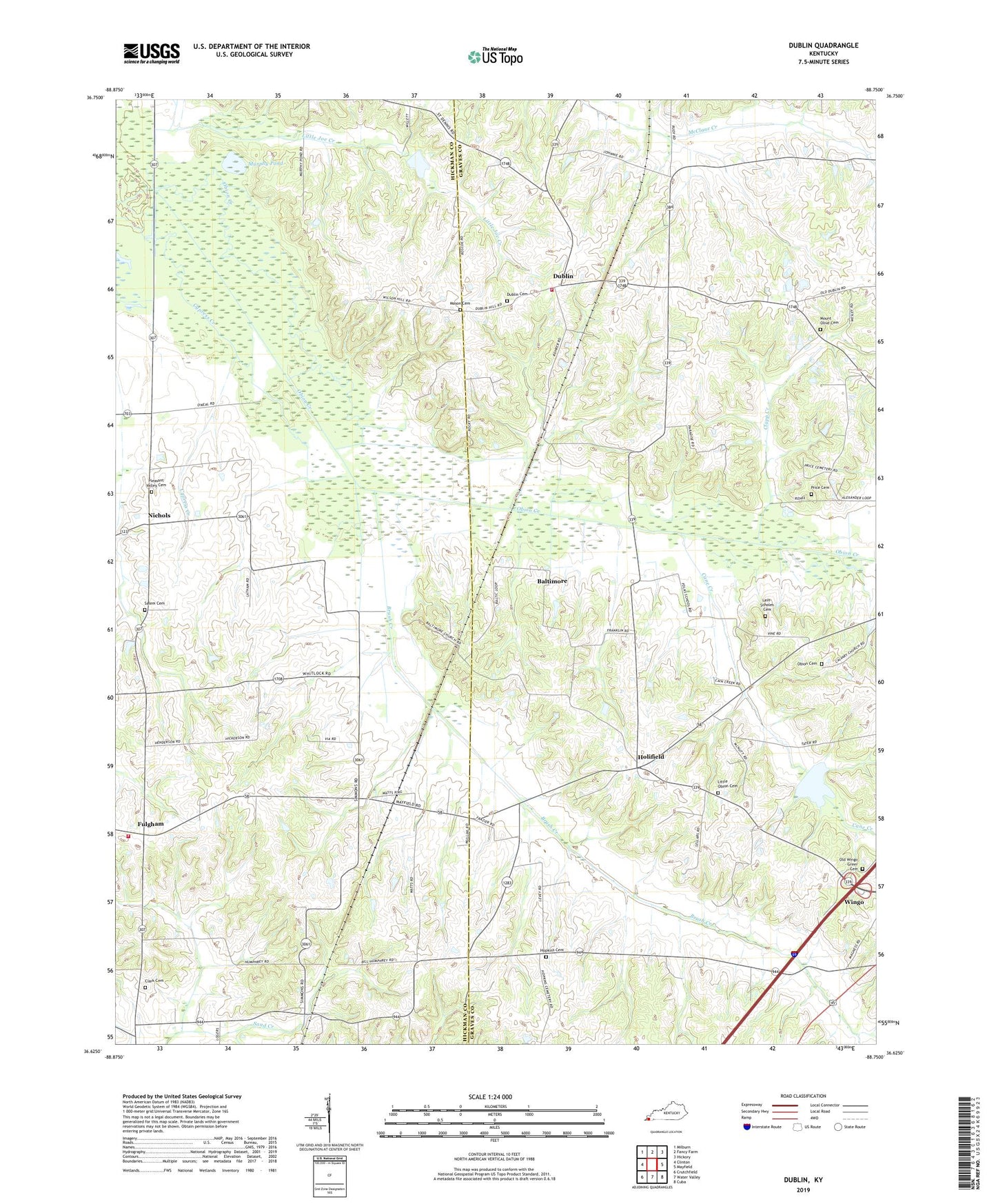 Dublin Kentucky US Topo Map Image