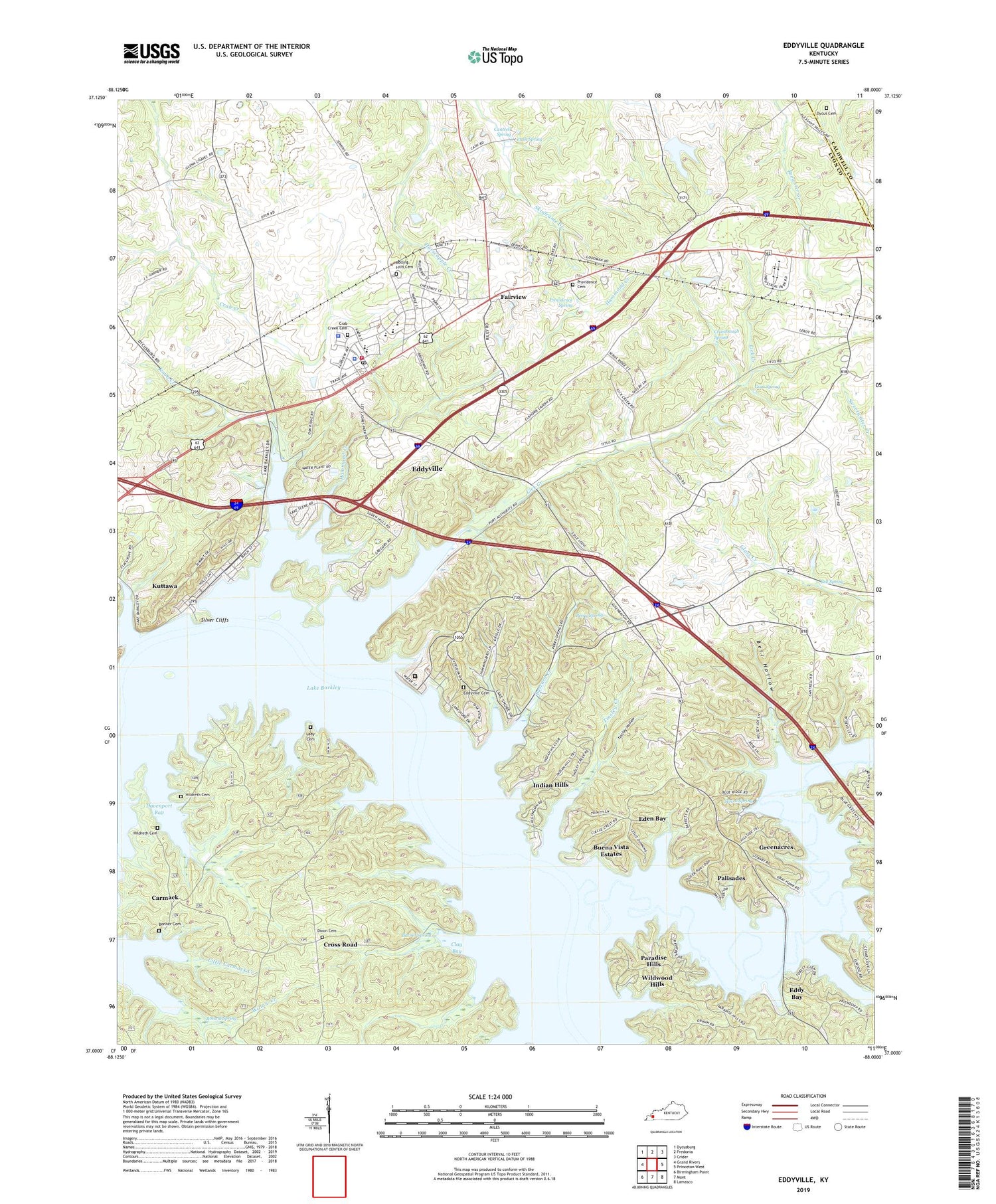 Eddyville Kentucky US Topo Map Image