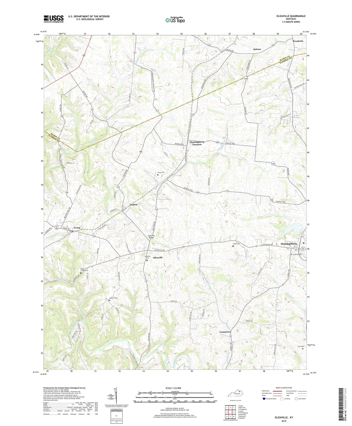 Elizaville Kentucky US Topo Map Image
