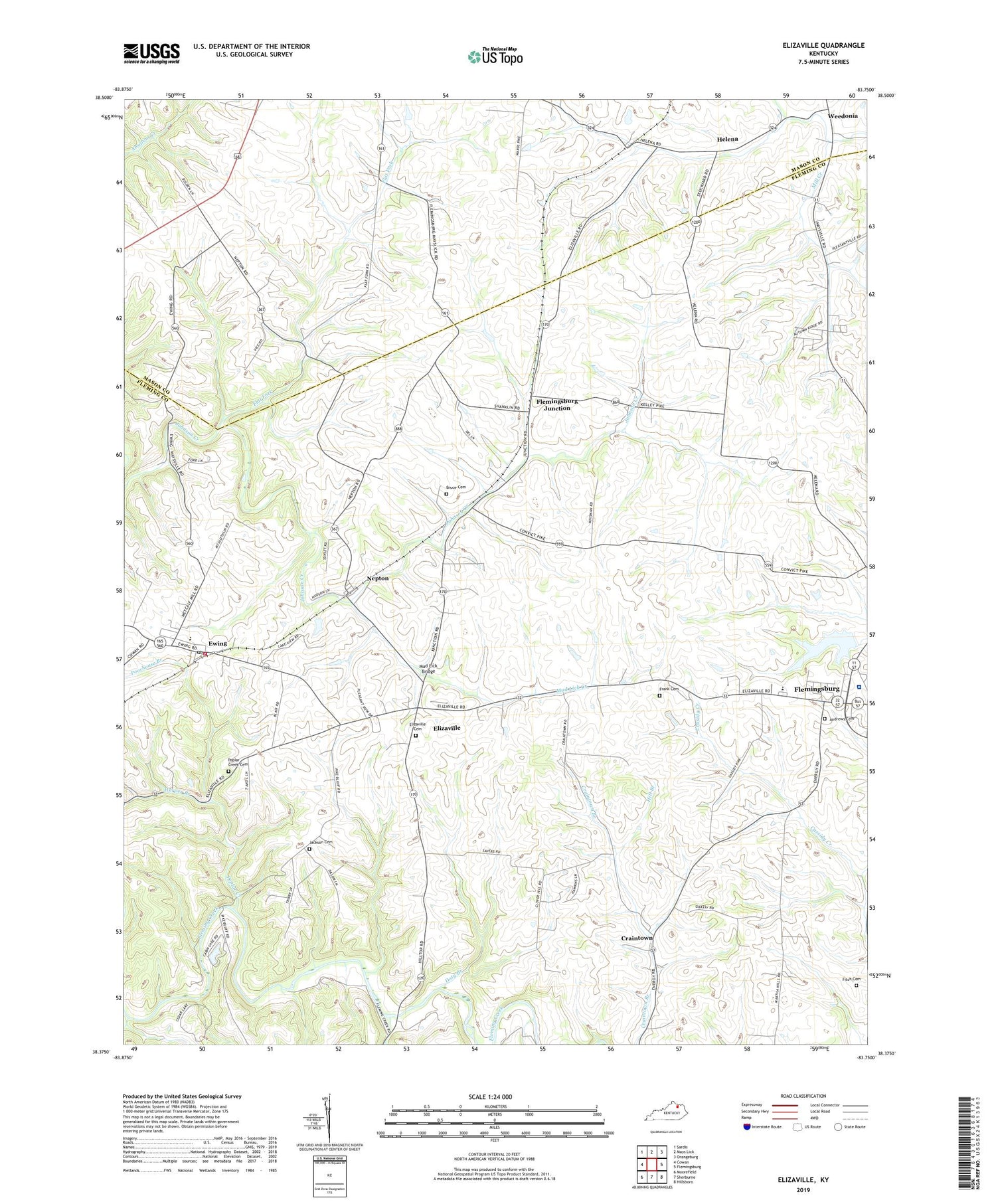 Elizaville Kentucky US Topo Map Image