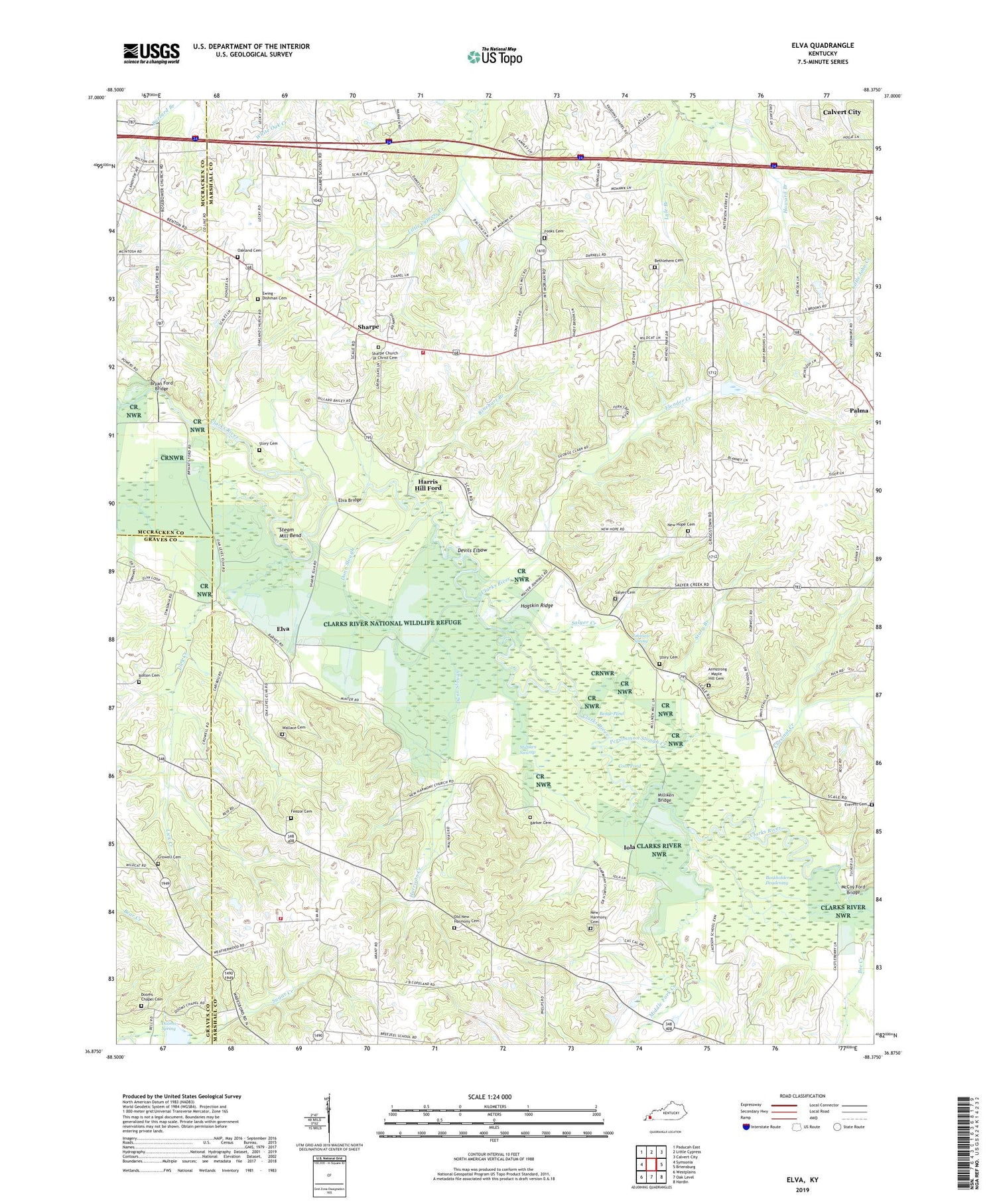 Elva Kentucky US Topo Map Image