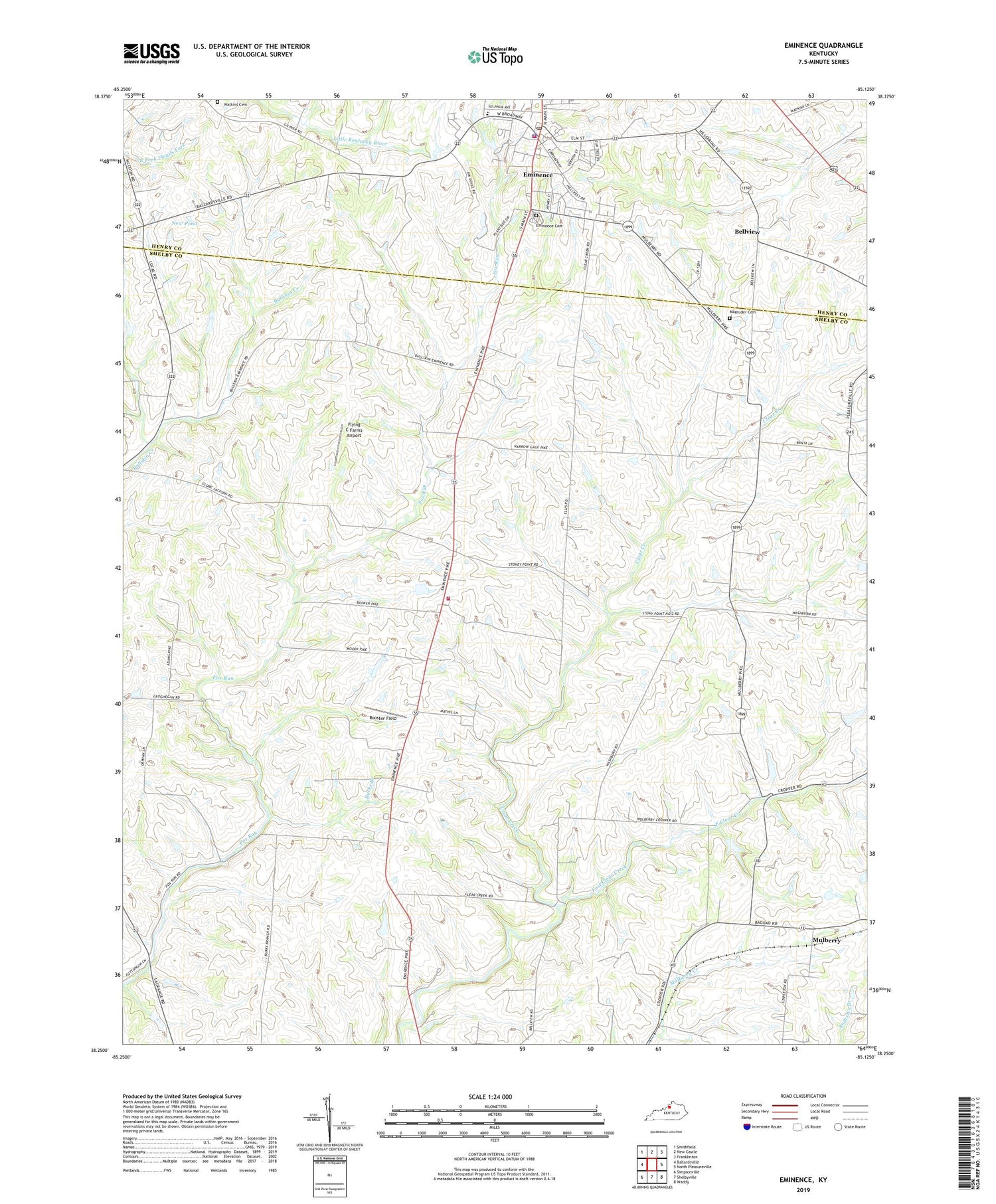 Eminence Kentucky US Topo Map Image