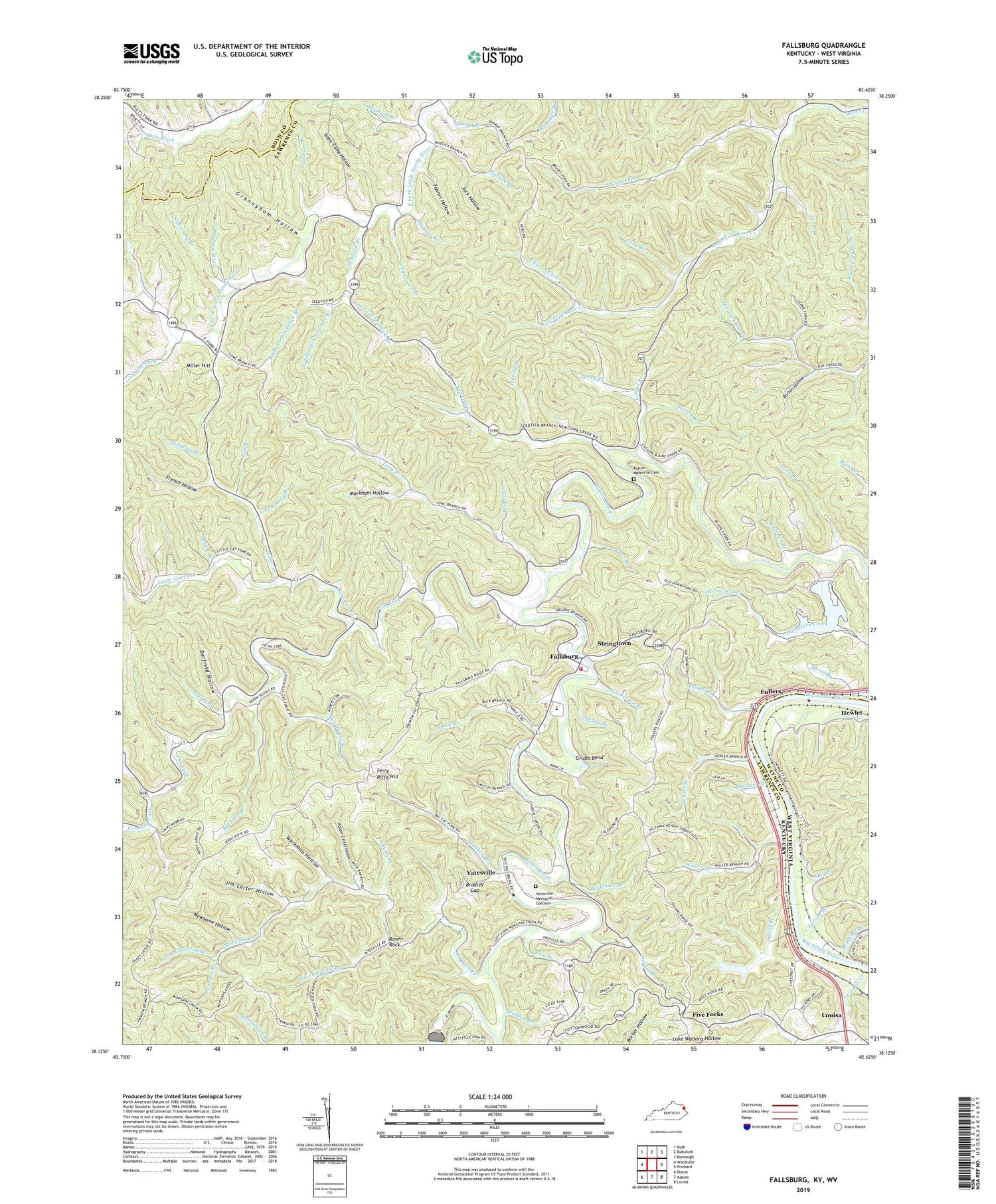 Fallsburg Kentucky US Topo Map Image