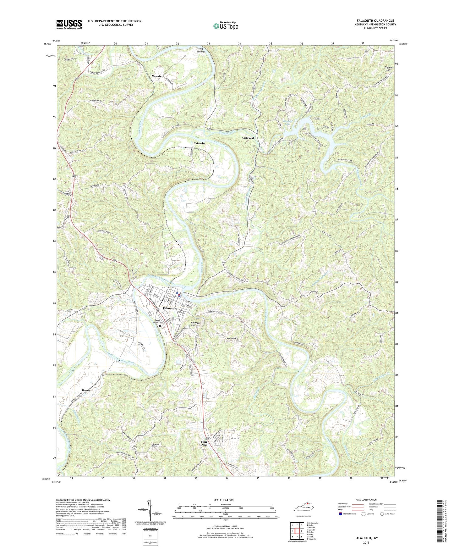 Falmouth Kentucky US Topo Map Image