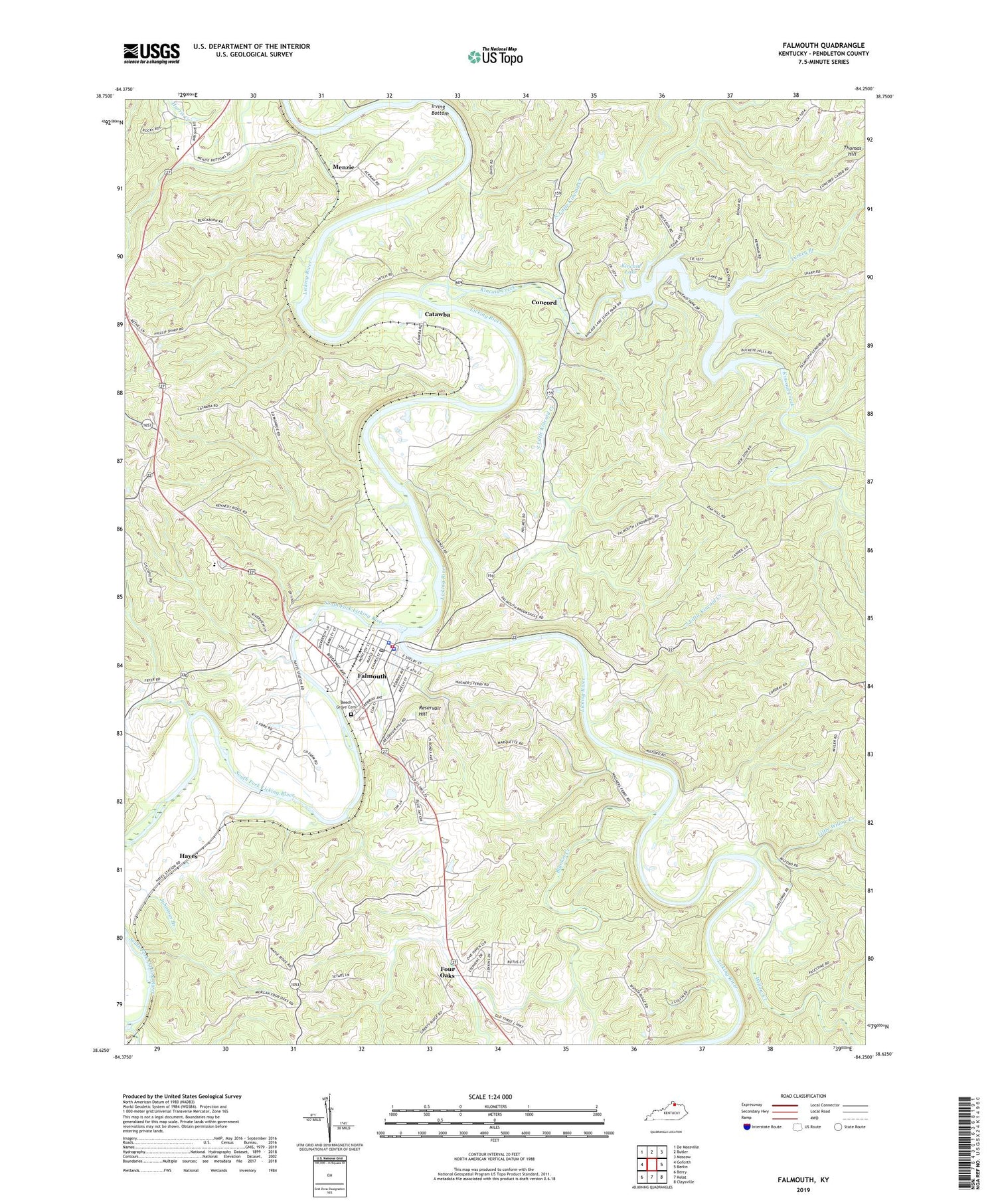 Falmouth Kentucky US Topo Map Image
