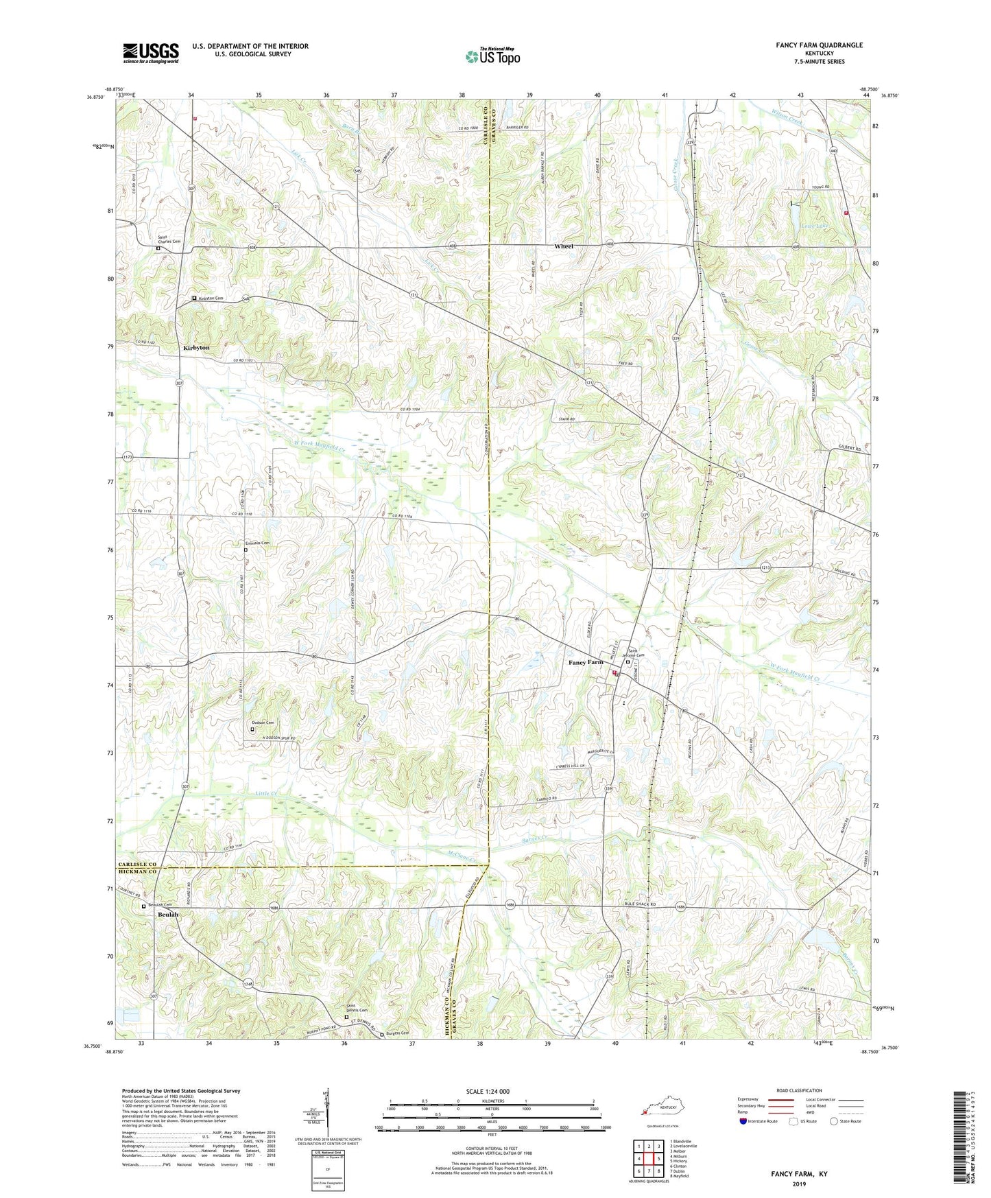 Fancy Farm Kentucky US Topo Map Image