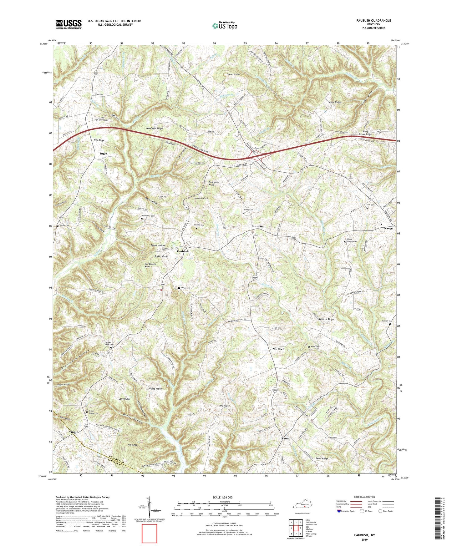Faubush Kentucky US Topo Map Image