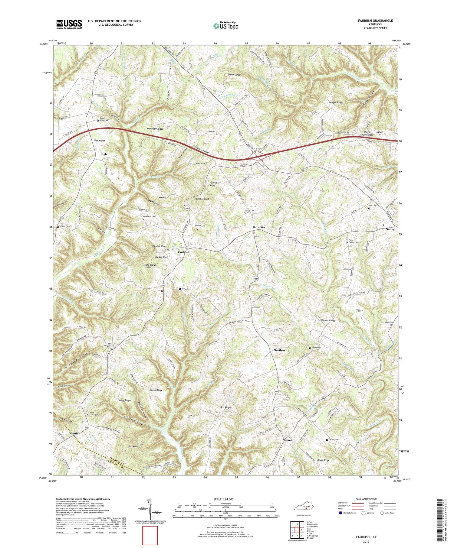 Faubush Kentucky US Topo Map Image