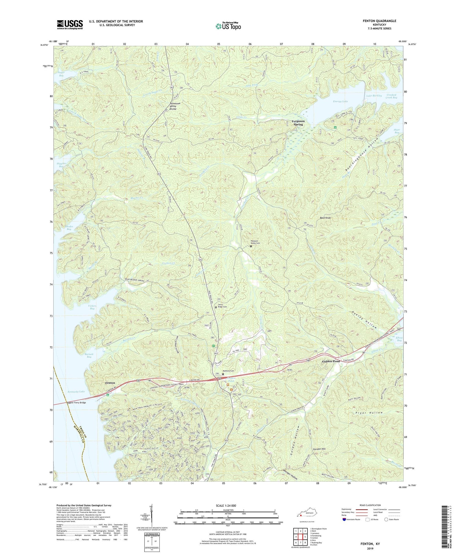 Fenton Kentucky US Topo Map Image