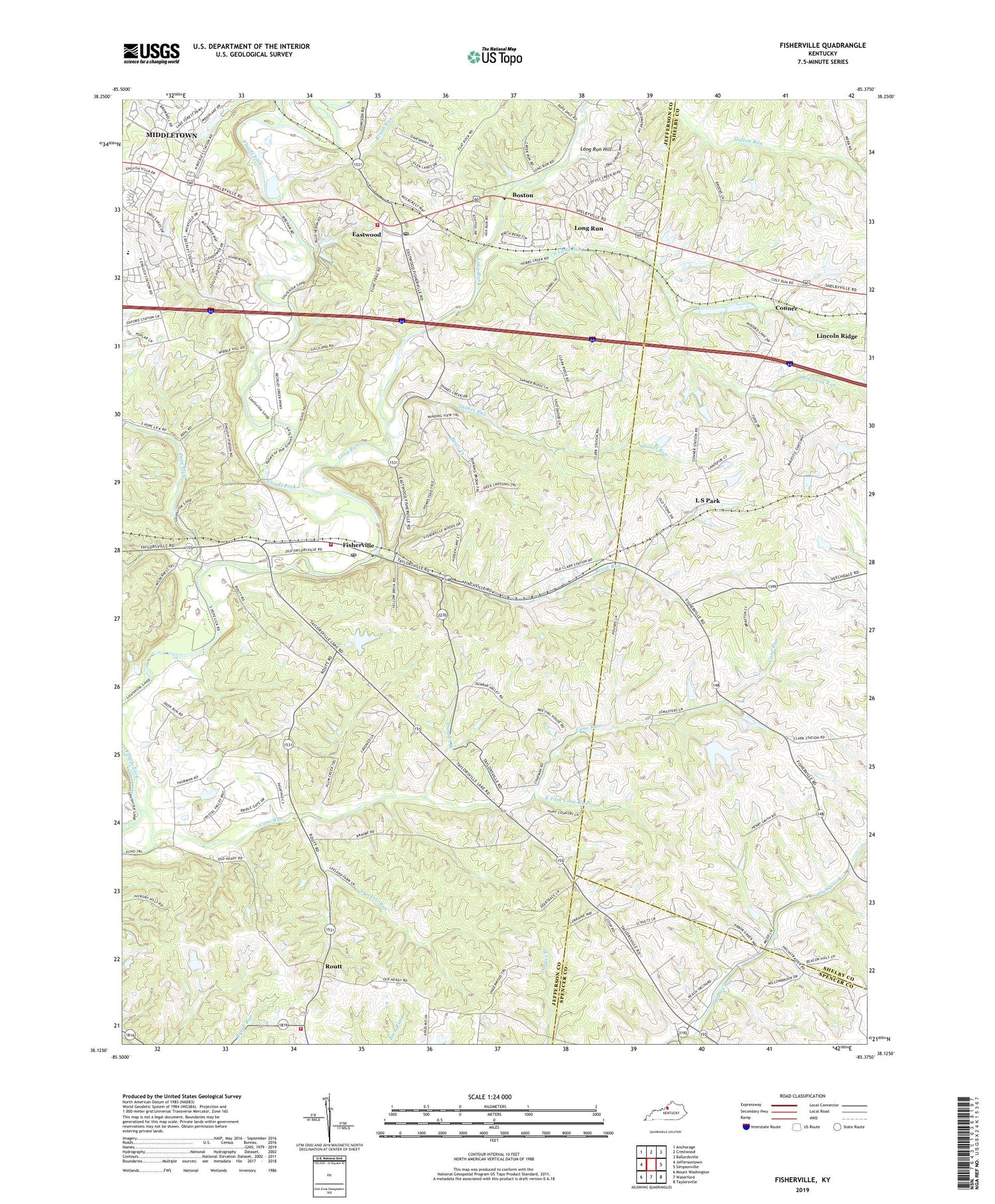 Fisherville Kentucky US Topo Map Image