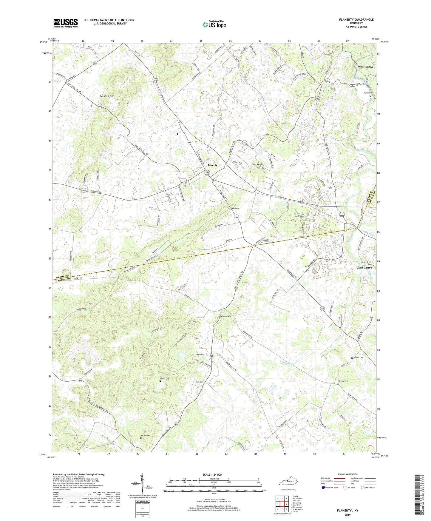 Flaherty Kentucky US Topo Map Image