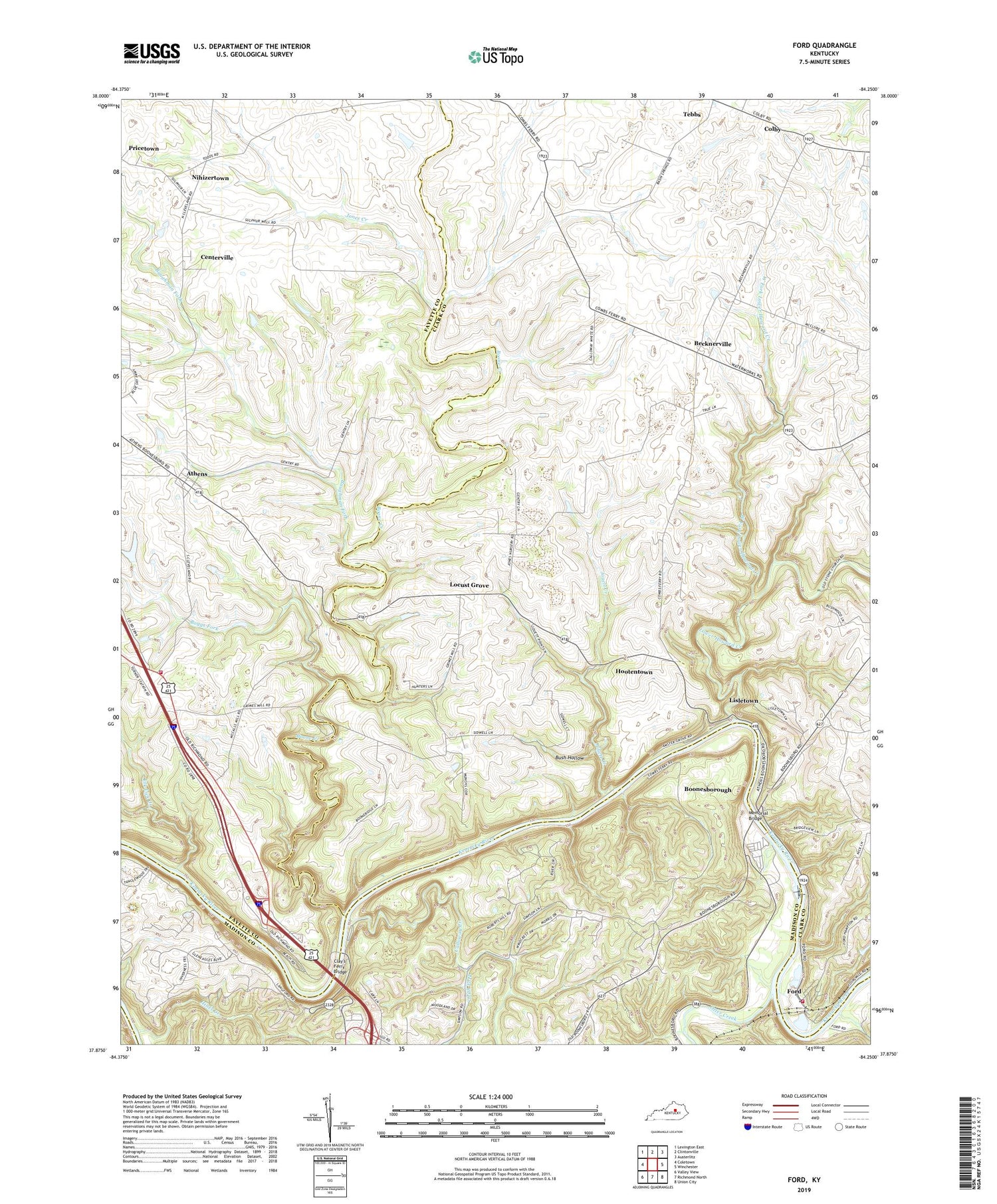 Ford Kentucky US Topo Map Image