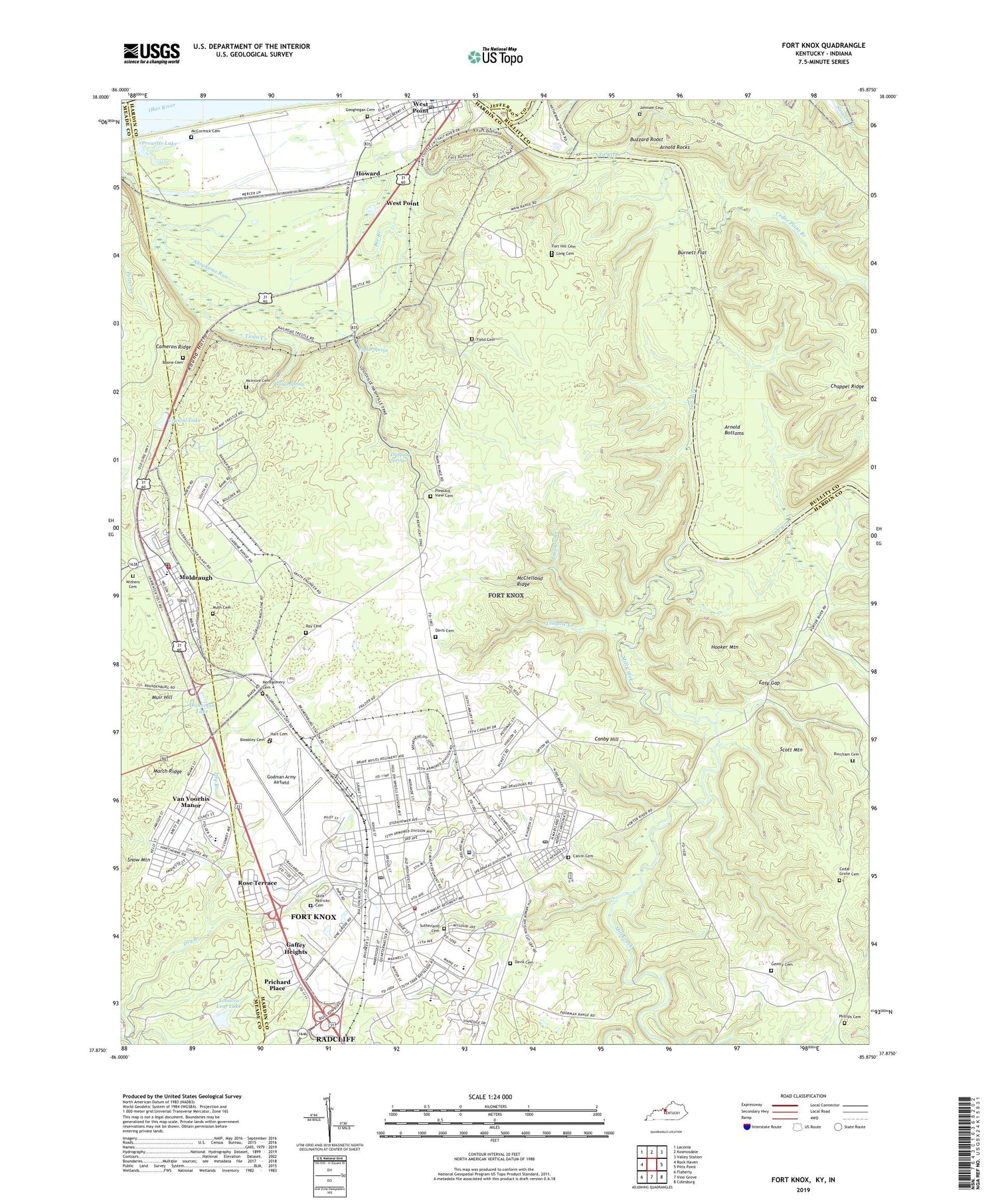 Fort Knox Kentucky US Topo Map Image