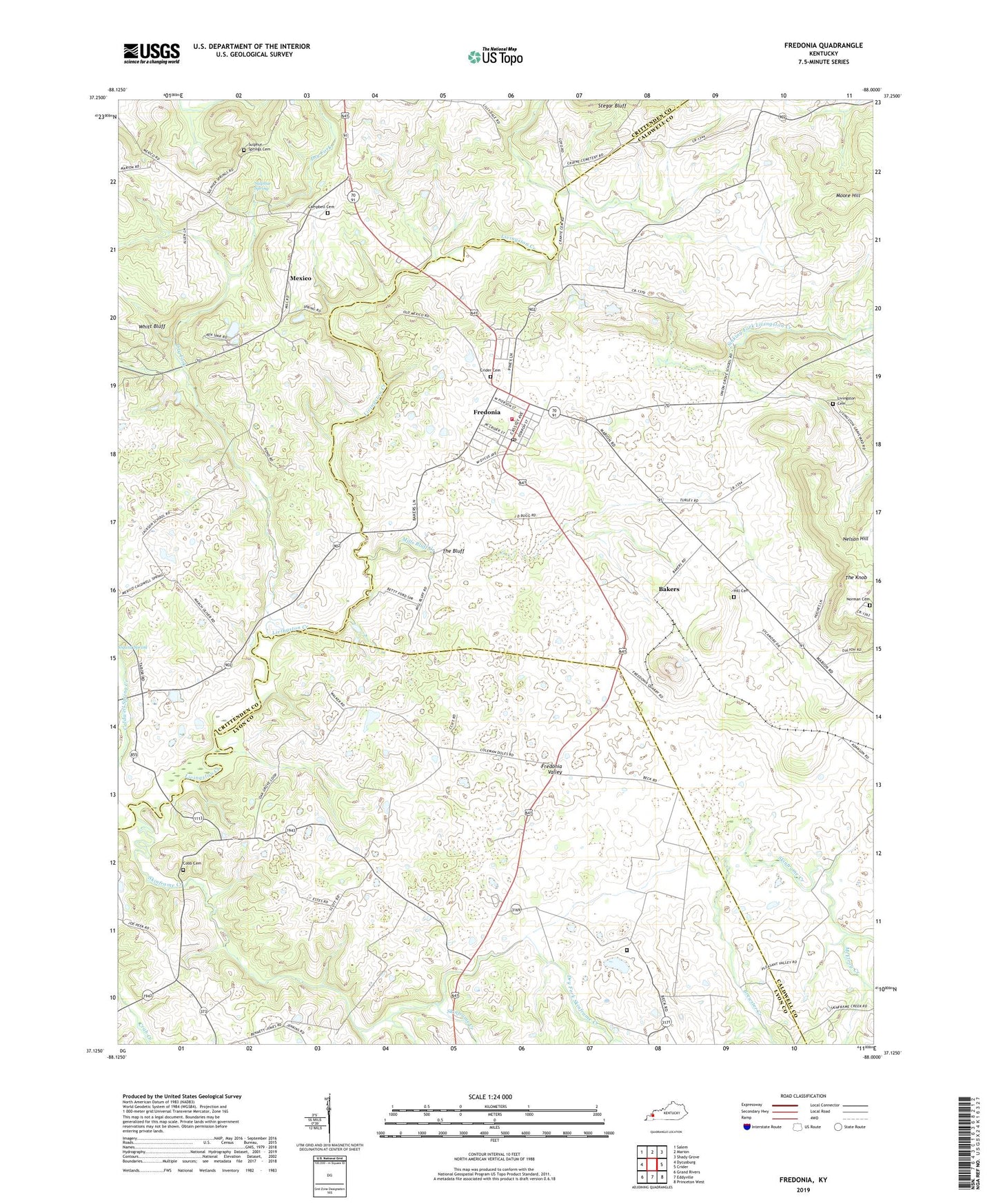 Fredonia Kentucky US Topo Map Image
