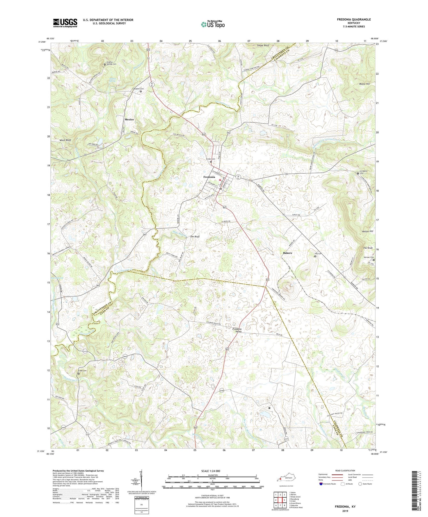 Fredonia Kentucky US Topo Map Image