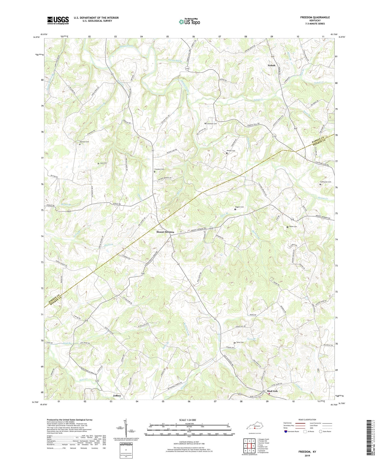 Freedom Kentucky US Topo Map Image