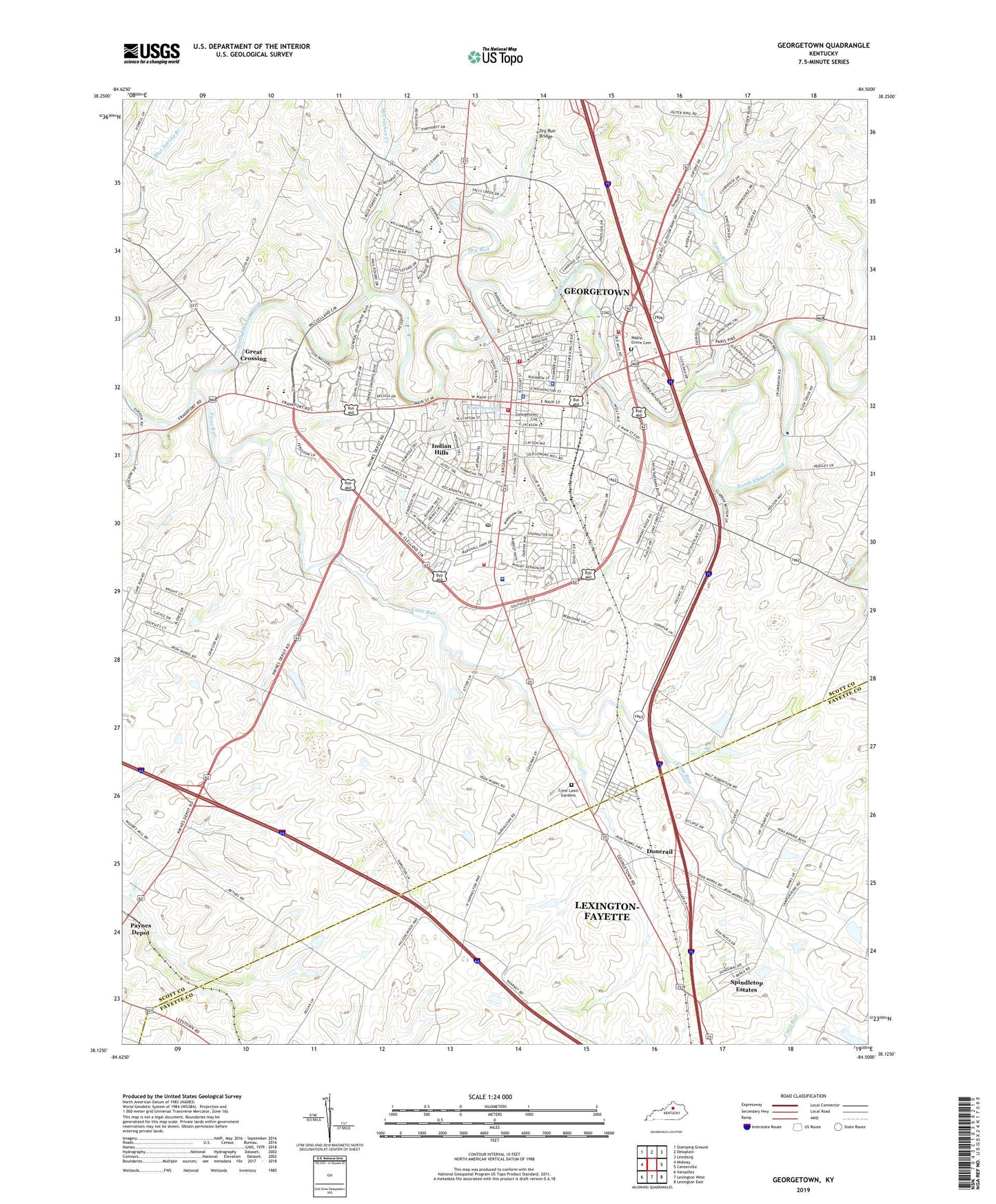 Georgetown Kentucky US Topo Map Image