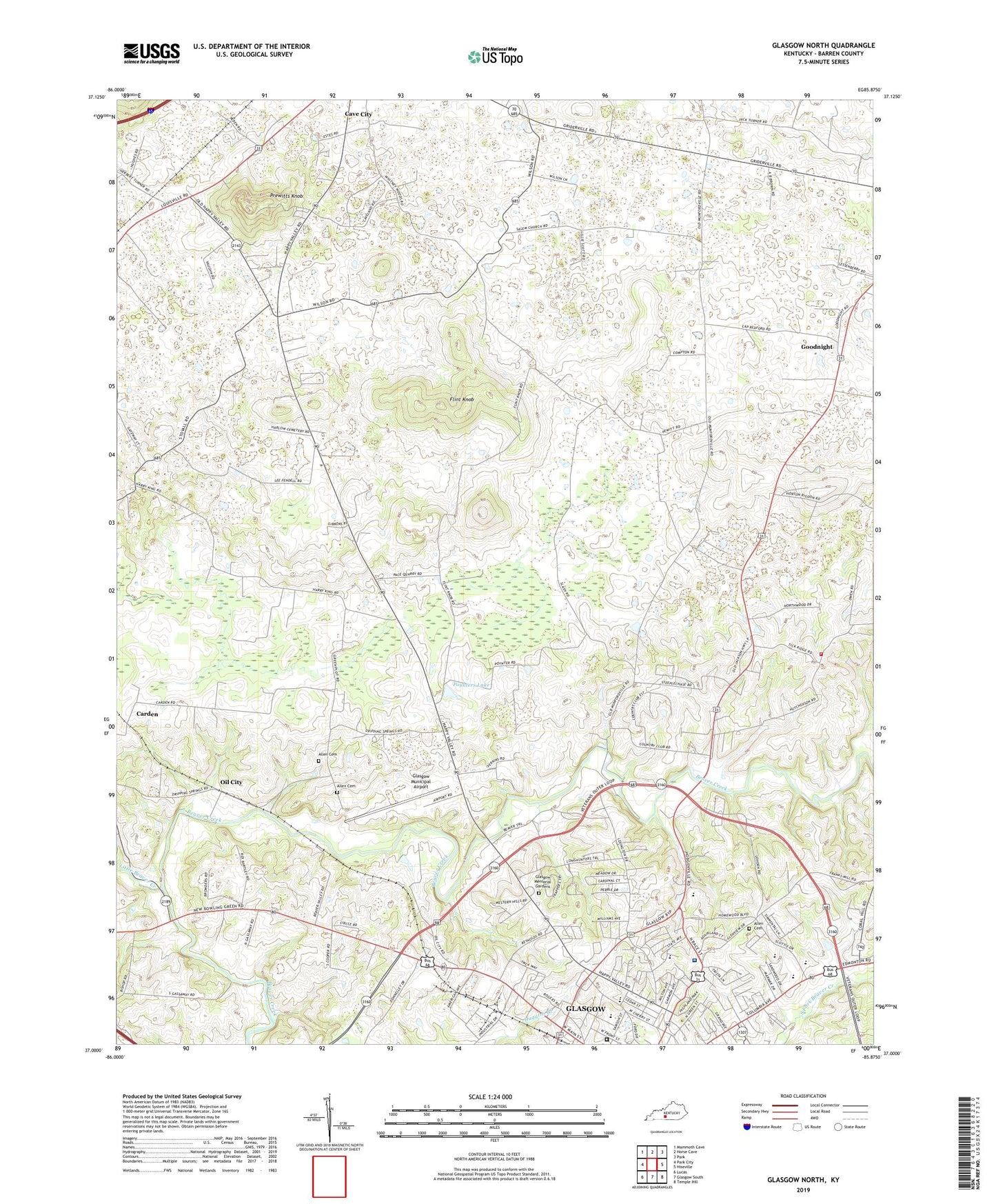 Glasgow North Kentucky US Topo Map Image