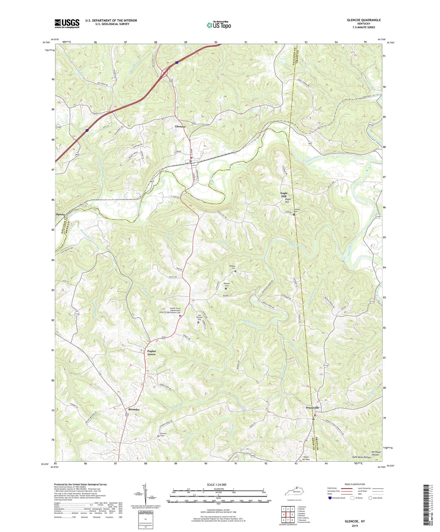 Glencoe Kentucky US Topo Map Image