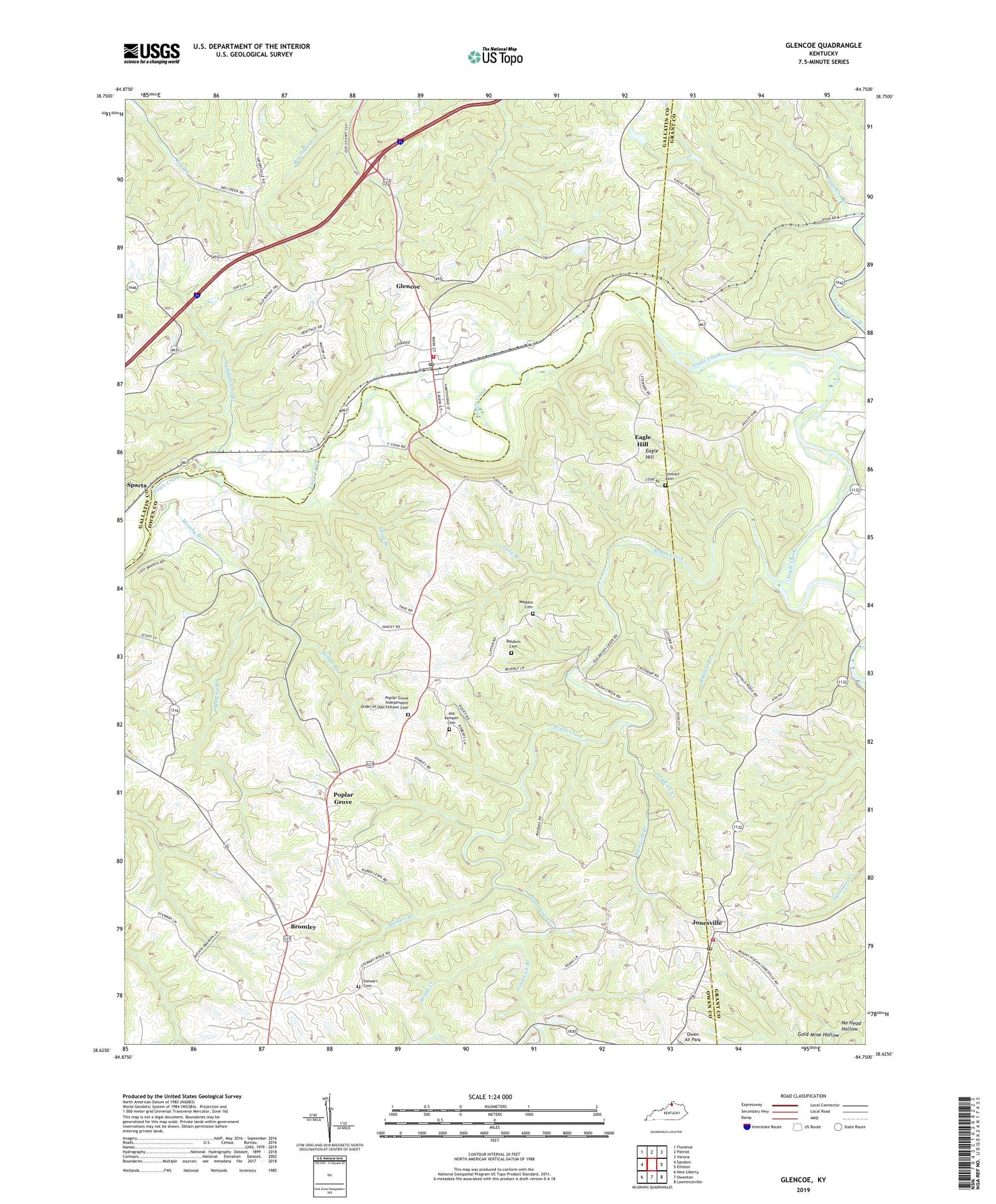 Glencoe Kentucky US Topo Map Image
