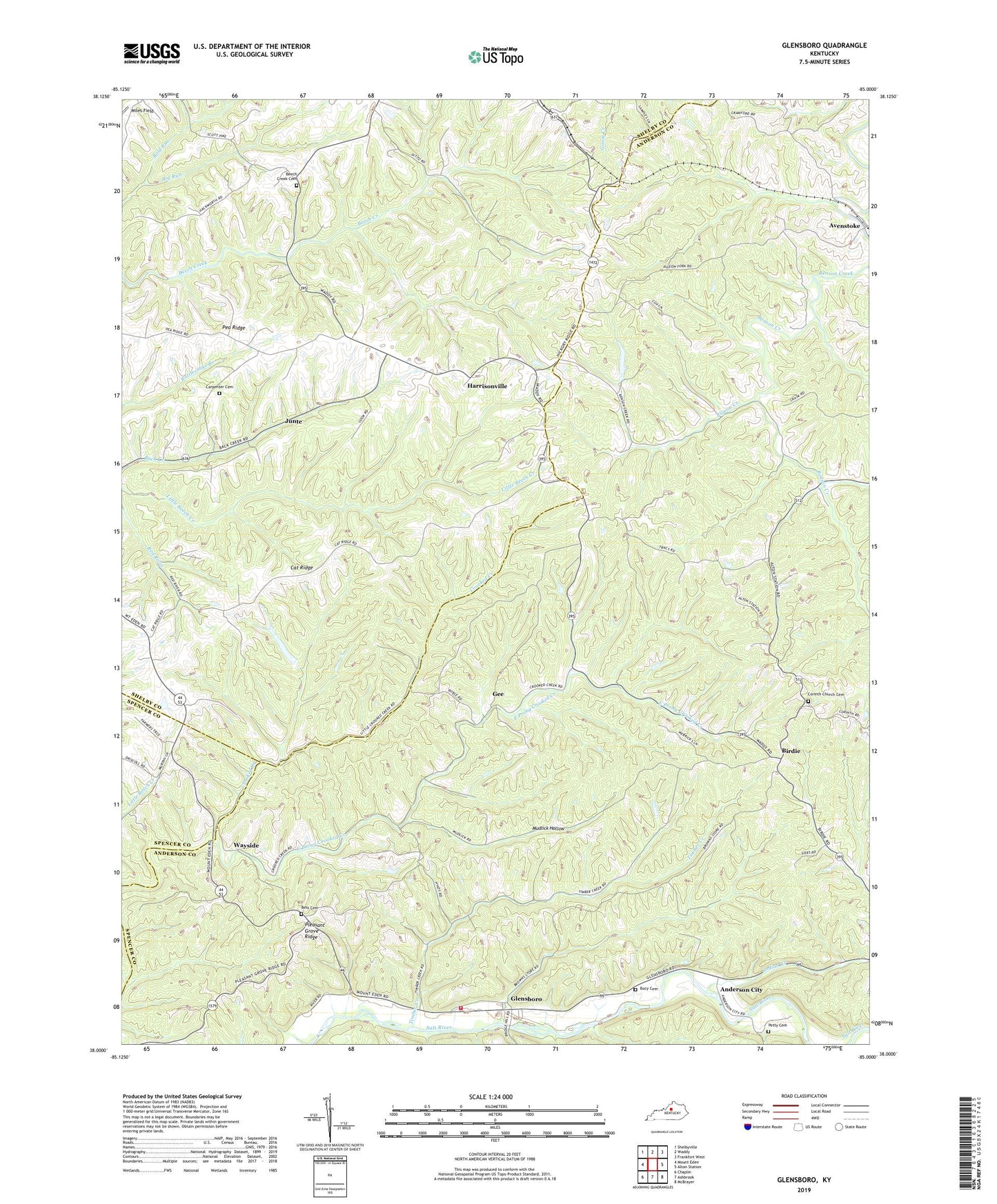 Glensboro Kentucky US Topo Map Image