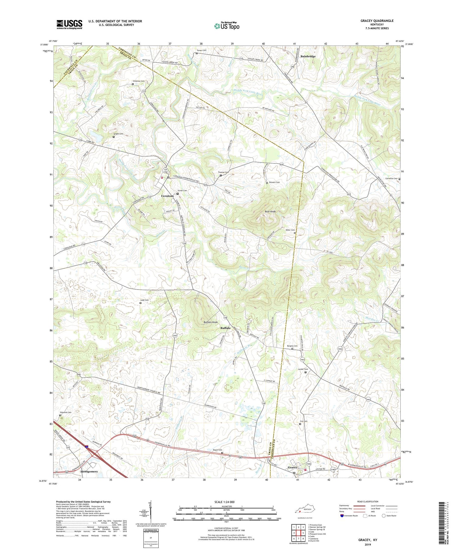 Gracey Kentucky US Topo Map Image