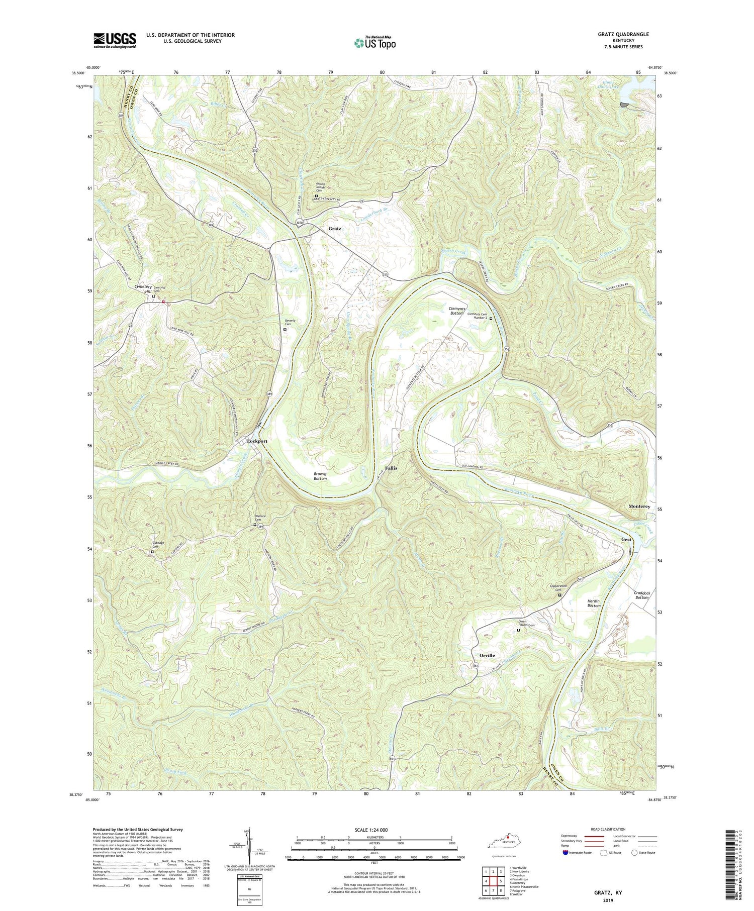 Gratz Kentucky US Topo Map Image