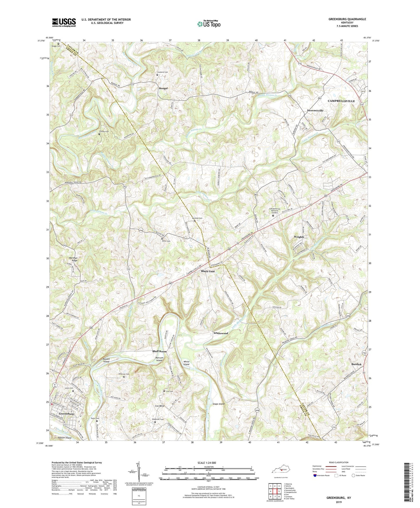 Greensburg Kentucky US Topo Map Image