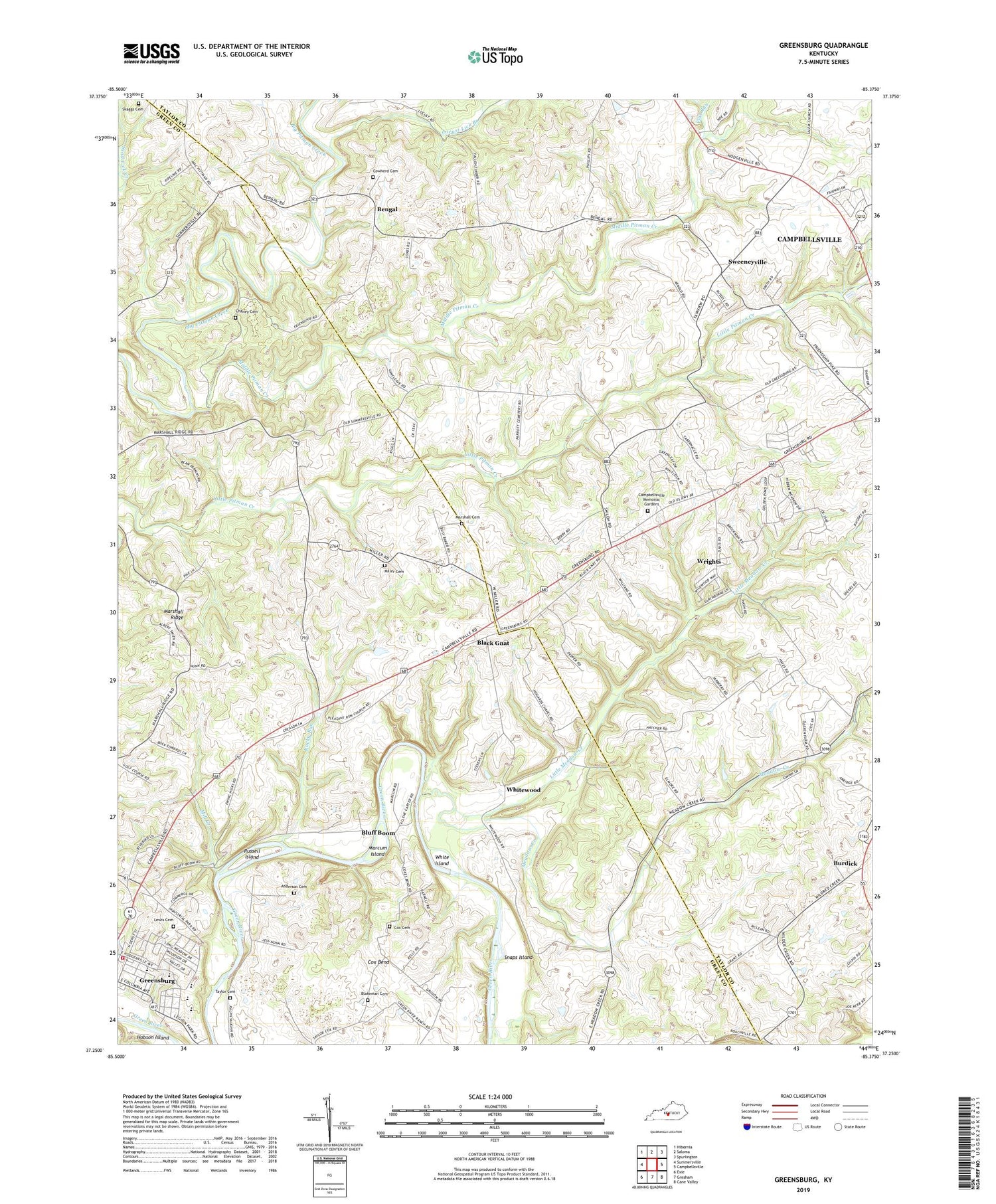 Greensburg Kentucky US Topo Map Image