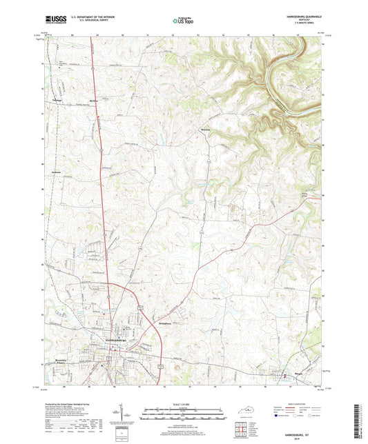 Harrodsburg Kentucky US Topo Map Image
