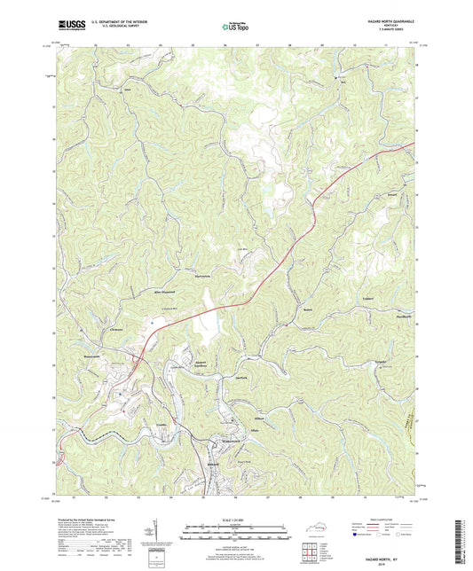Hazard North Kentucky US Topo Map Image