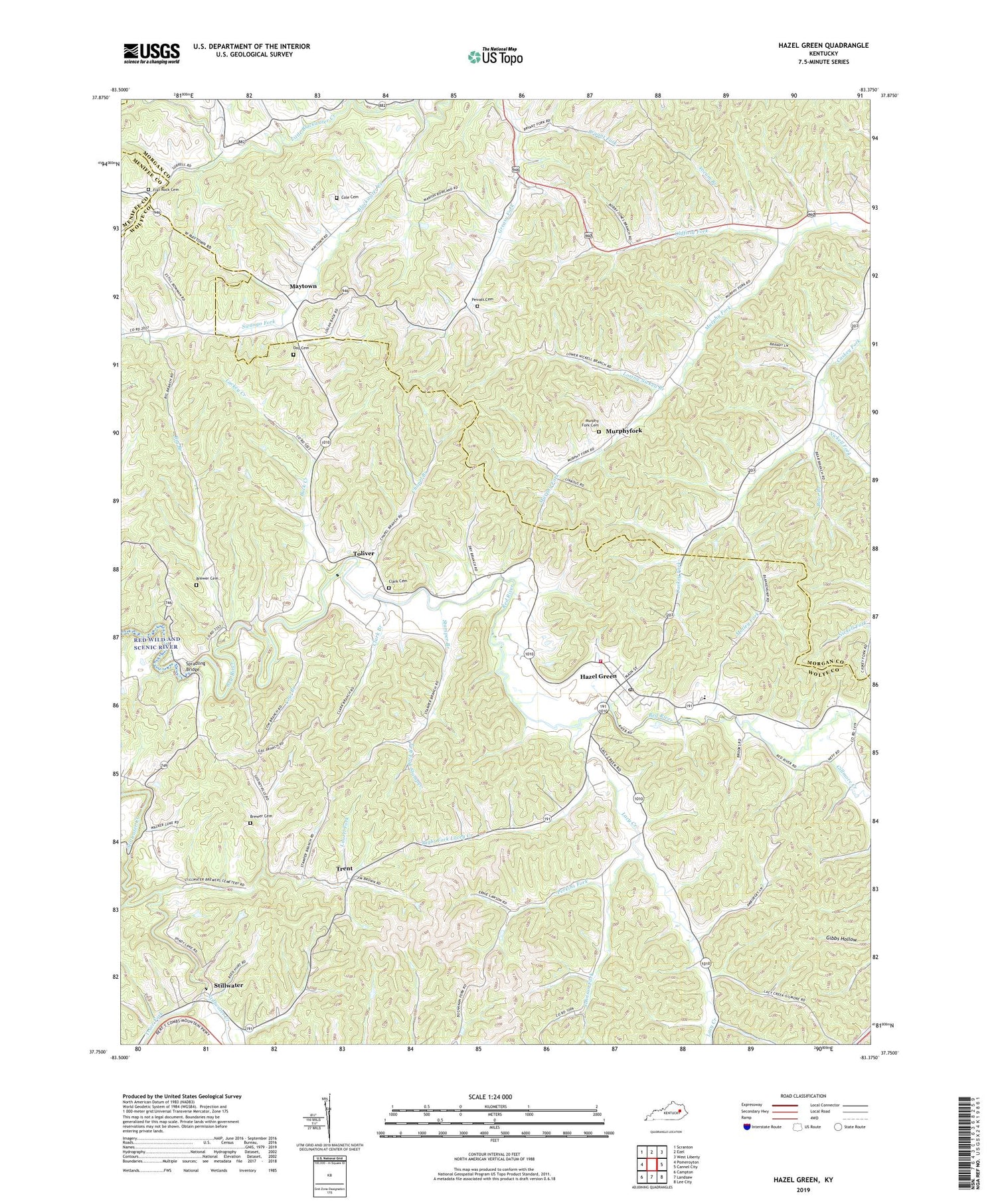 Hazel Green Kentucky US Topo Map Image