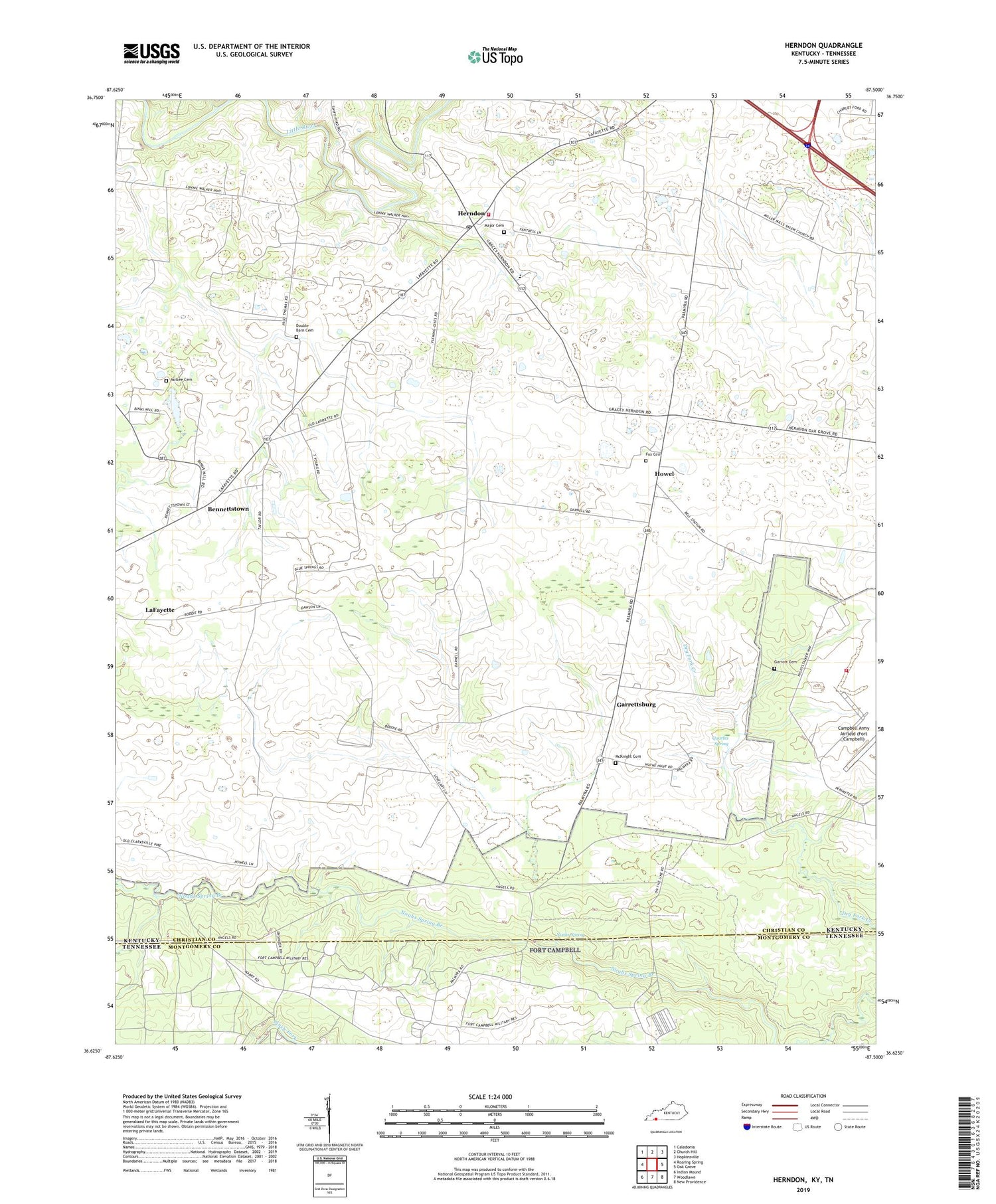 Herndon Kentucky US Topo Map Image