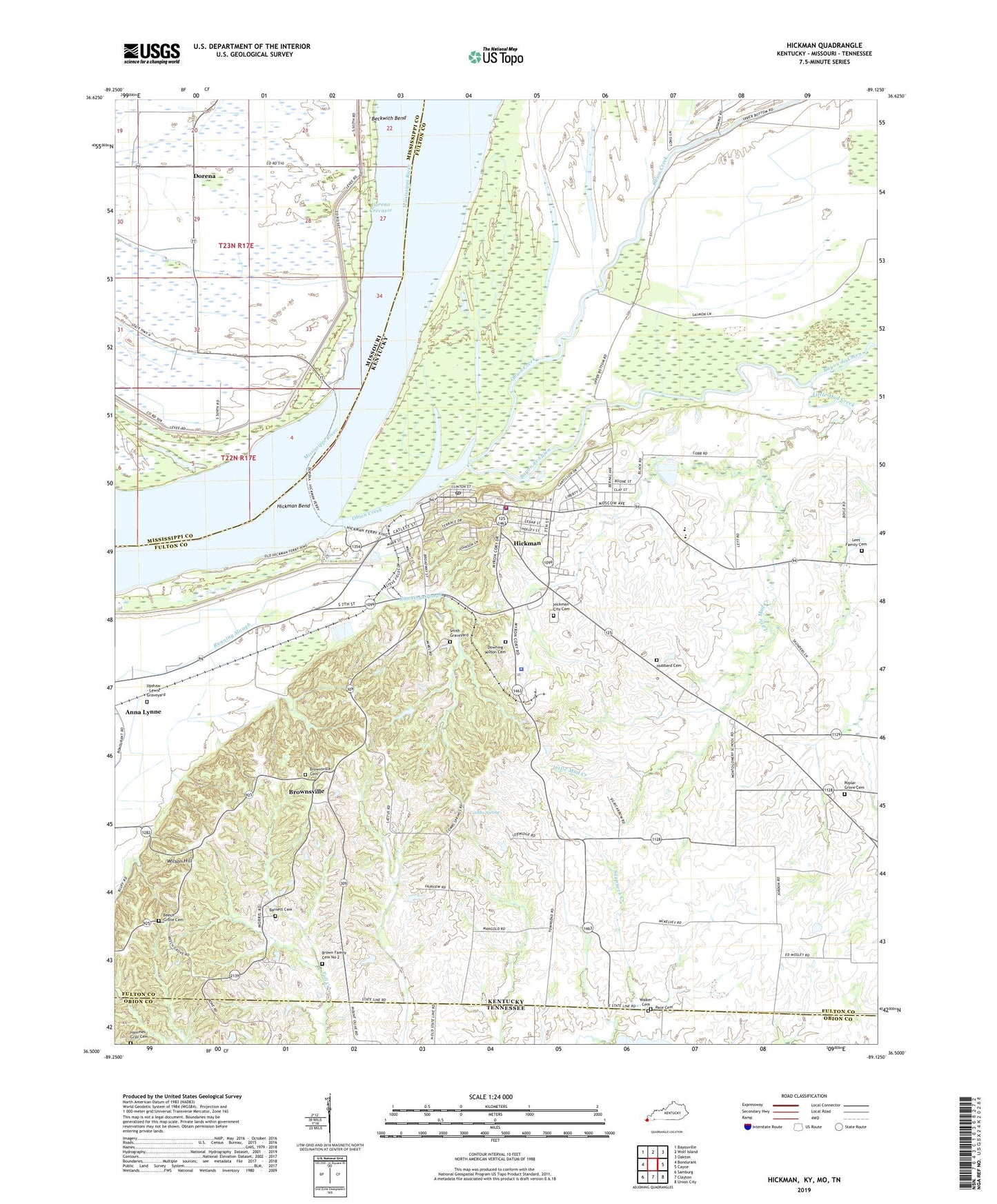 Hickman Kentucky US Topo Map Image