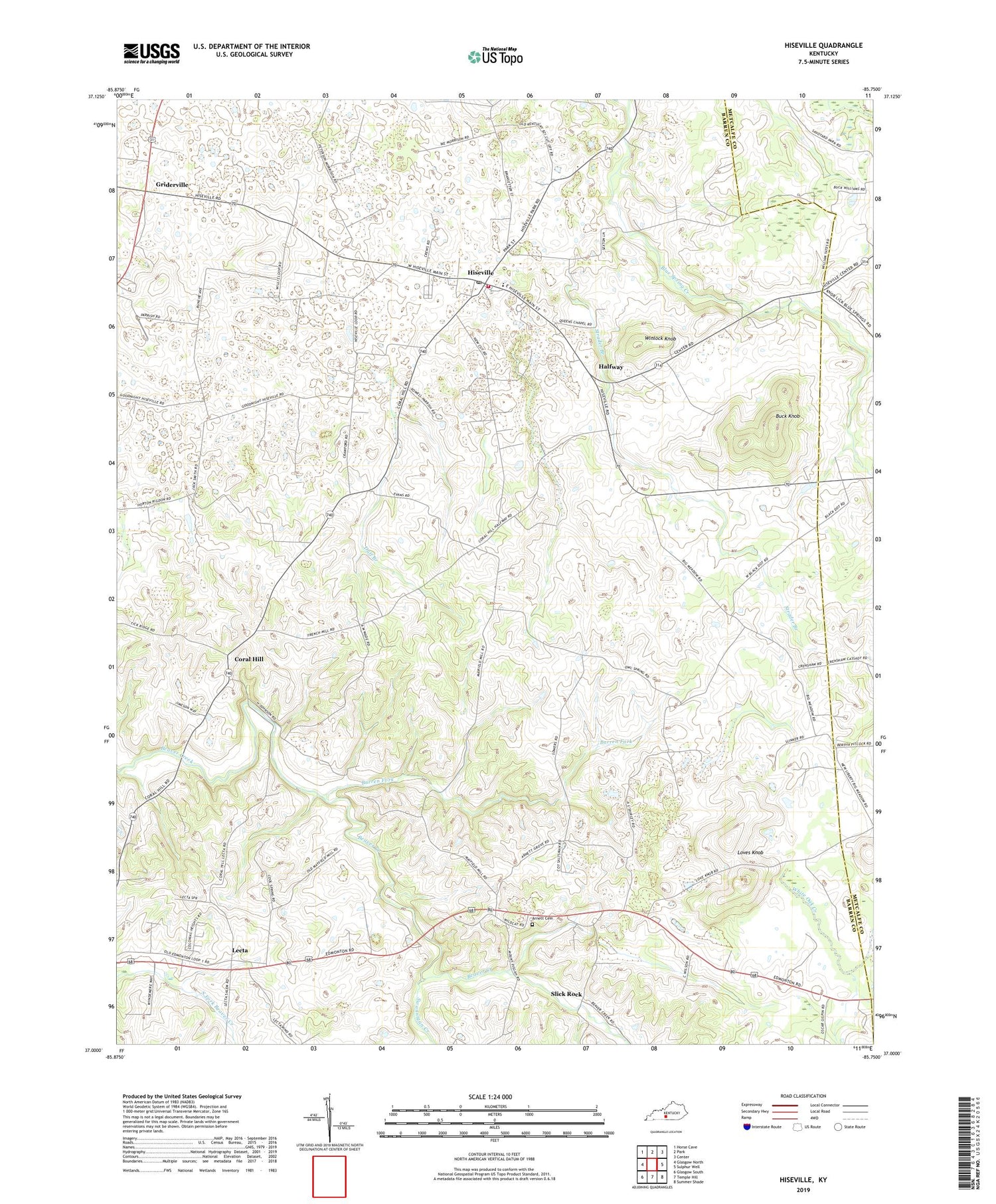 Hiseville Kentucky US Topo Map Image